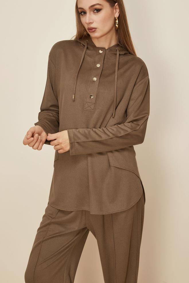 Hijab clothing BROWN SUEDE PANTSUIT 45971 - ALVİNA