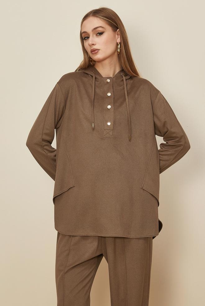 Hijab clothing BROWN SUEDE PANTSUIT 45971 - ALVİNA