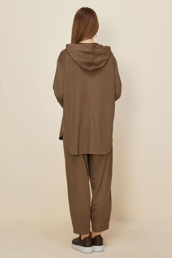 Hijab clothing BROWN SUEDE PANTSUIT 45971 - ALVİNA