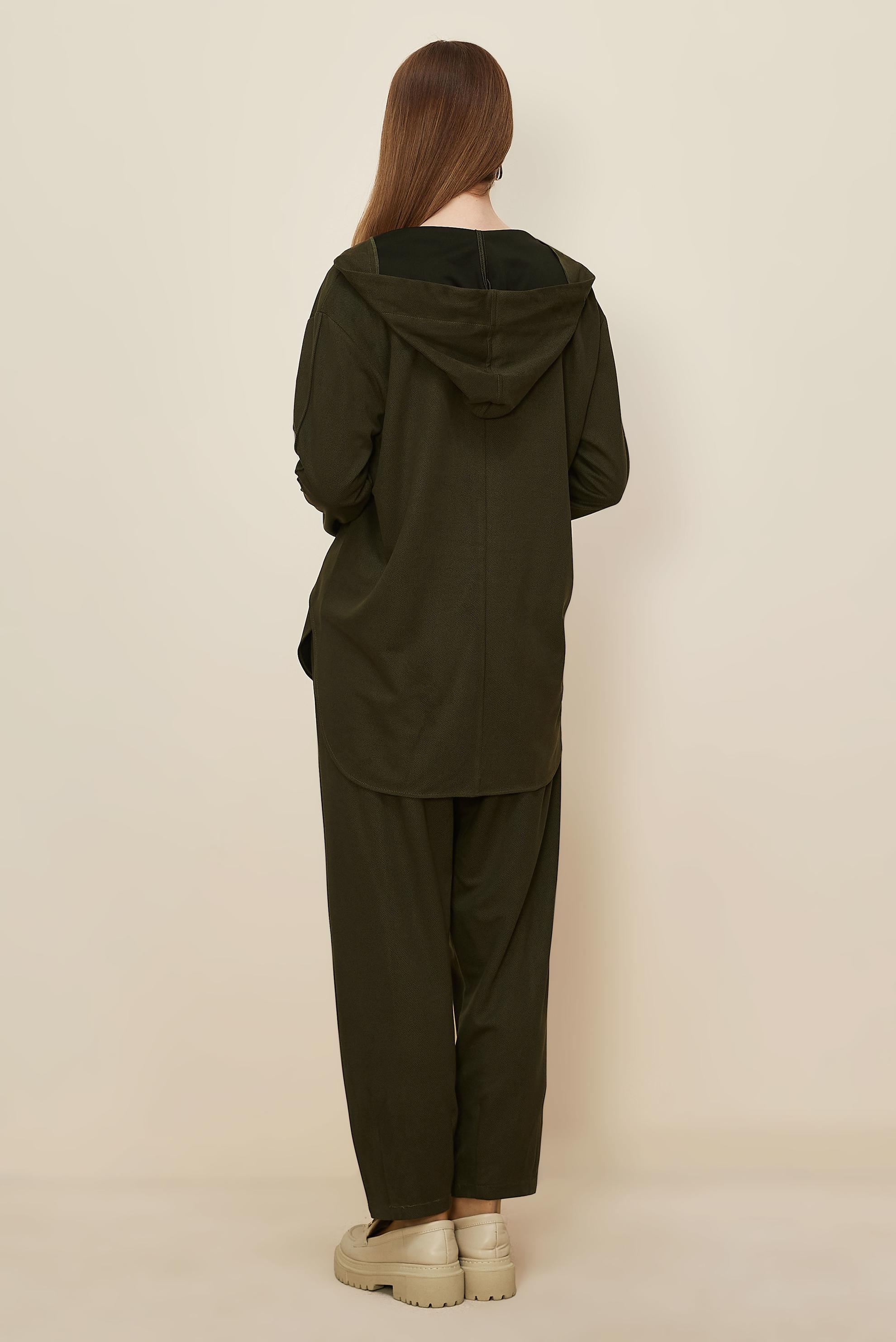 Tesettür giyim HAKİ PANTOLONLU SÜET TAKIM 45971