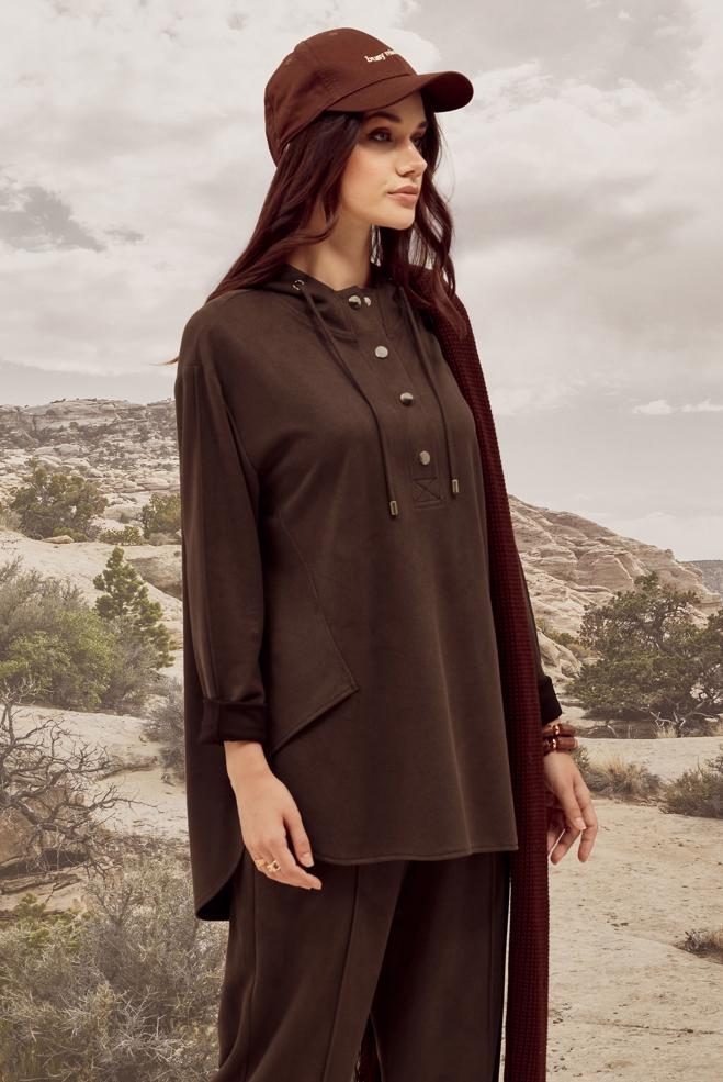 Hijab clothing BROWN 45971 DİAGONEL SÜET 2′Lİ PANT.TK.38-44 TEK 40 - ALVİNA