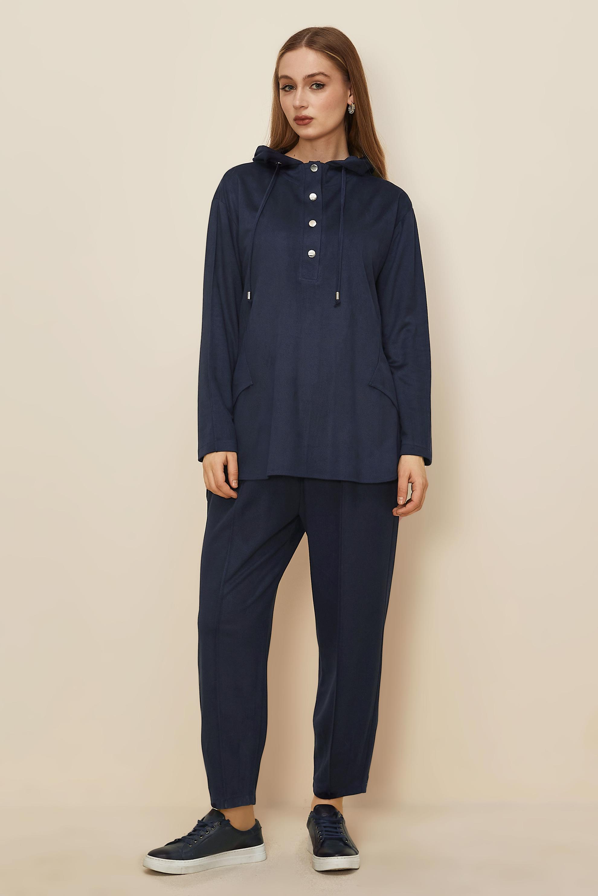 Tesettür giyim LACİVERT PANTOLONLU SÜET TAKIM 45971