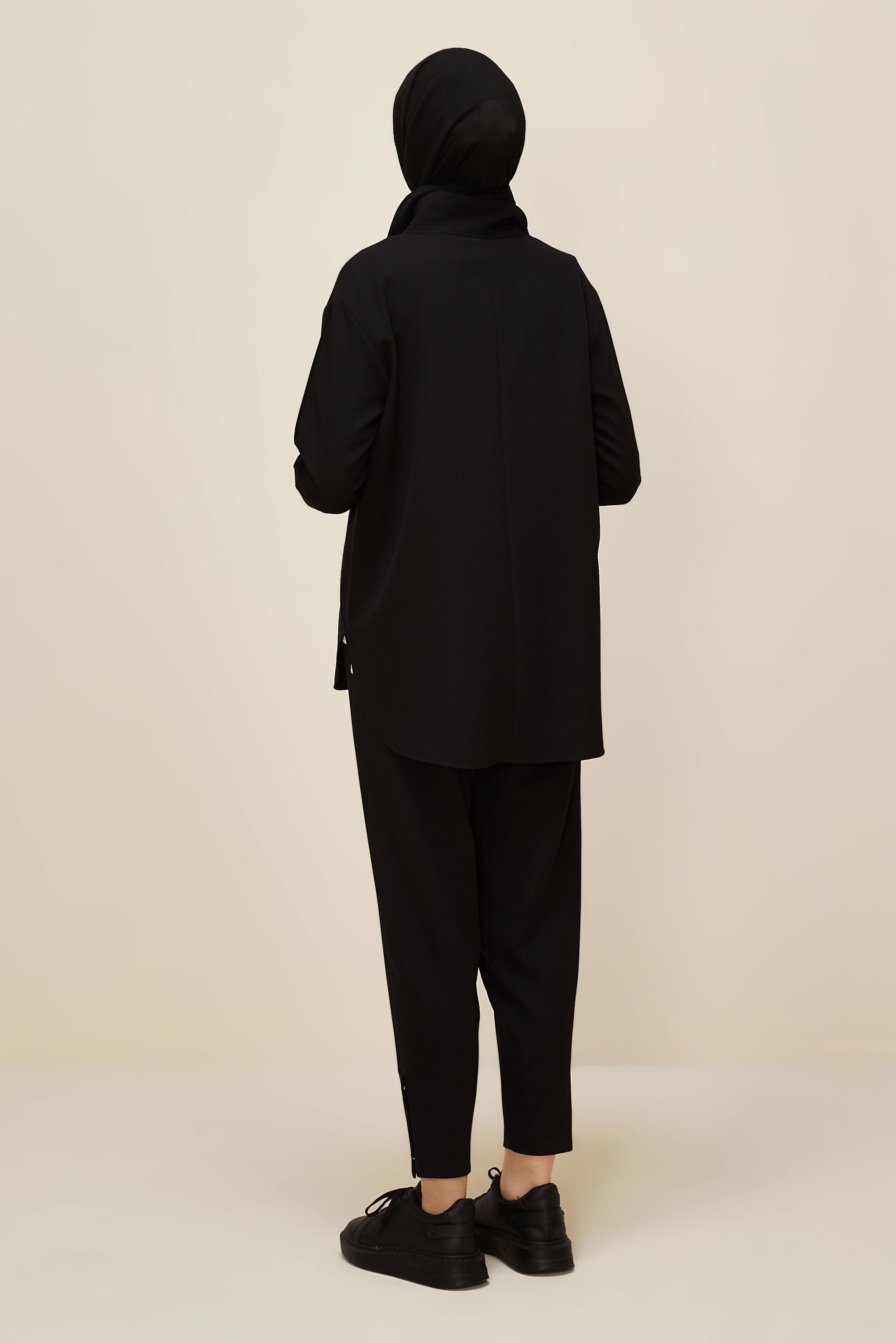 Tesettür giyim SİYAH PANTOLONLU TAKIM 45972