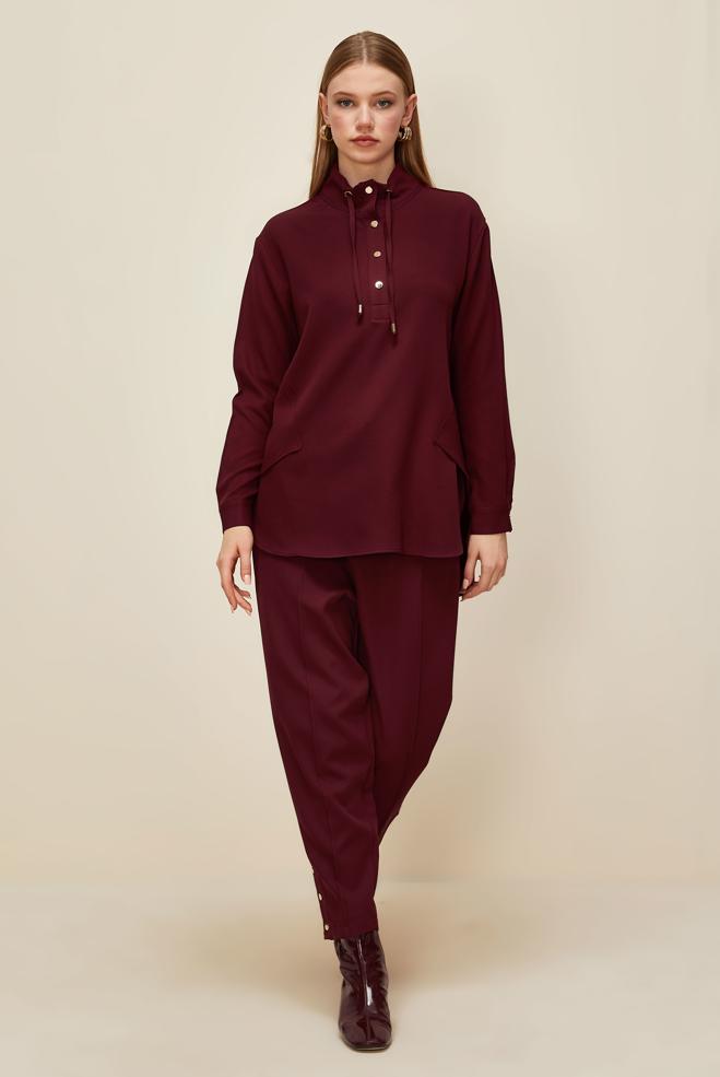 Vêtements hijab ROUGE BORDEAUX ENSEMBLE PANTALON 45972 - ALVİNA