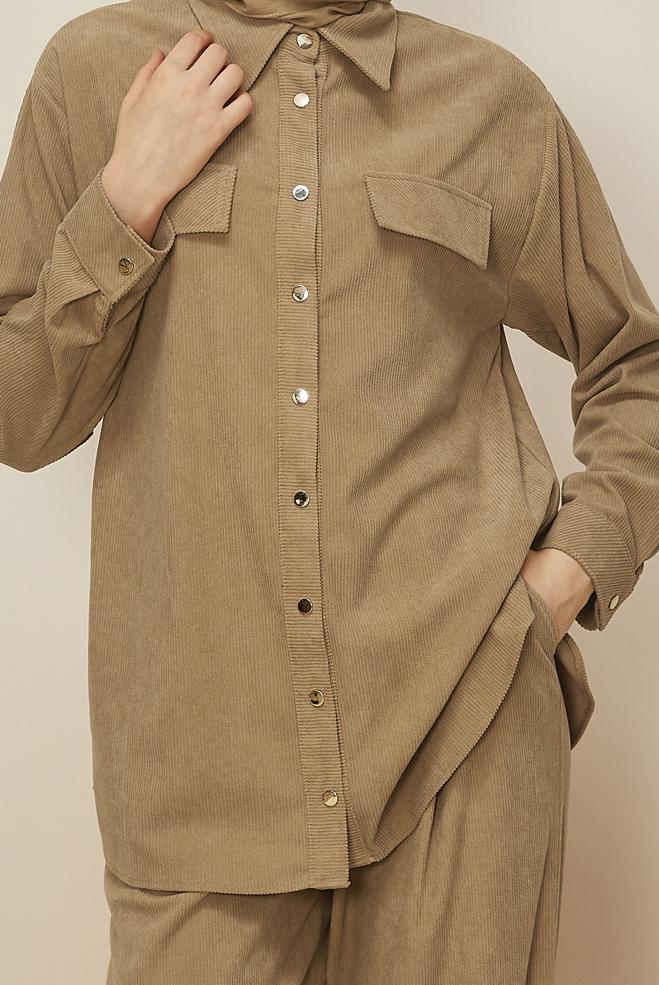 Hijab clothing BROWN VELVET PANTSUIT 45990 - ALVİNA