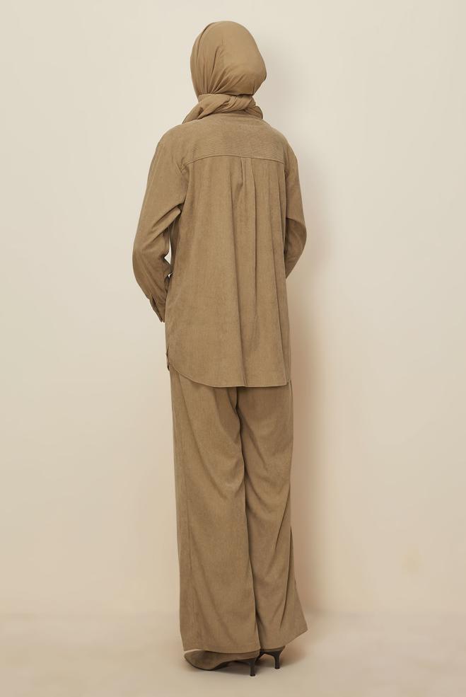 Hijab clothing BROWN VELVET PANTSUIT 45990 - ALVİNA
