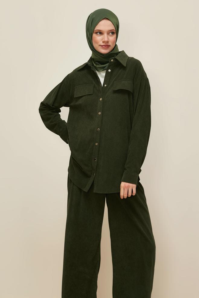 Vêtements hijab KAKI ENSEMBLE PANTALON 45990 - ALVİNA