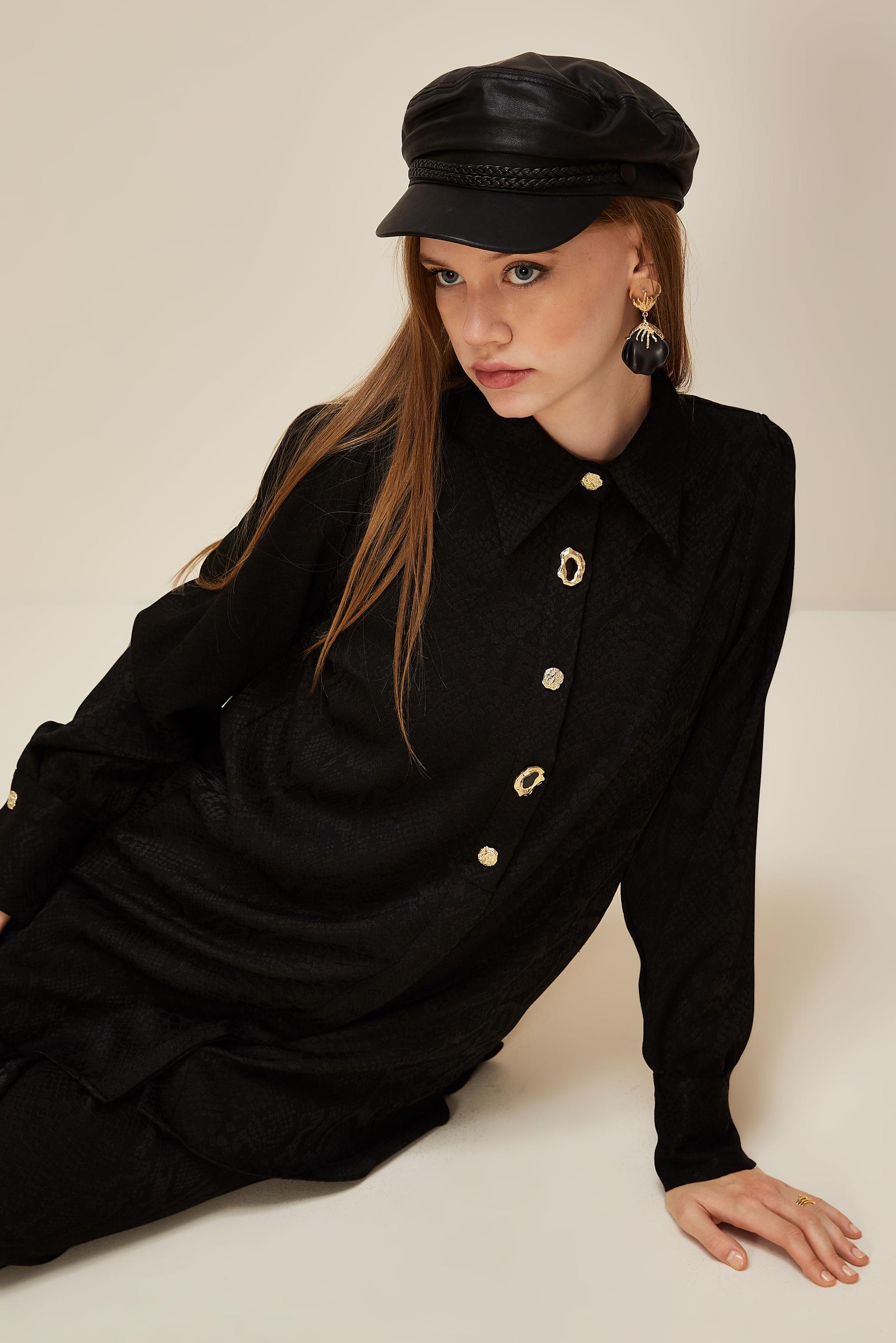 Tesettür giyim SİYAH DESENLİ PANTOLONLU TAKIM 45991