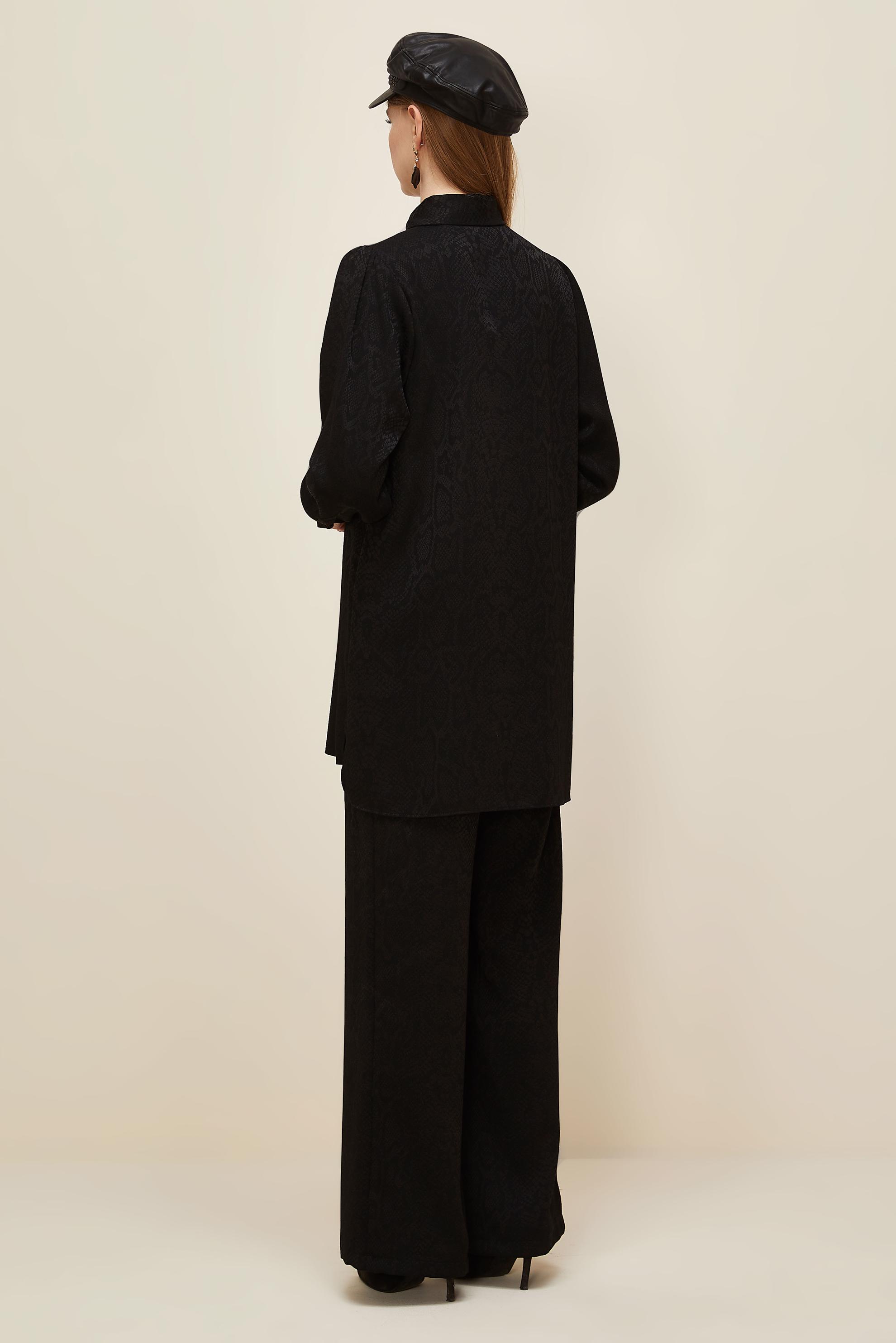 Tesettür giyim SİYAH DESENLİ PANTOLONLU TAKIM 45991