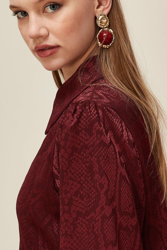 Hijab clothing CLARET RED PATTERNED PANTS SUIT 45991 - ALVİNA