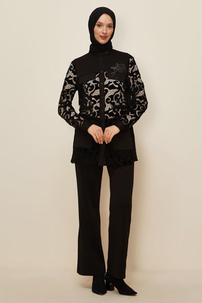 Tesettür giyim SİYAH 46008-1 OYSHO 2&prime;Lİ PANT.TAK. 38-44 TEK40 - ALVİNA