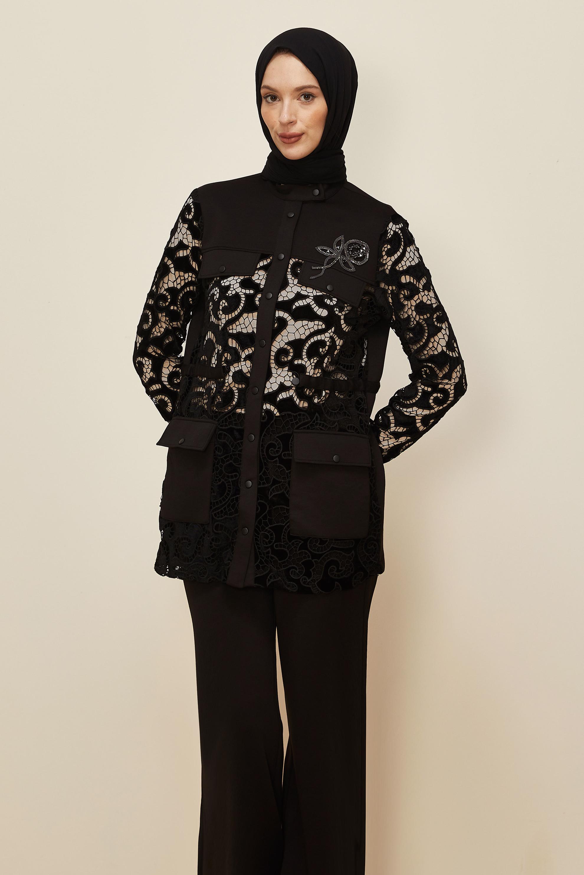 Tesettür giyim SİYAH 46008-1 OYSHO 2&prime;Lİ PANT.TAK. 38-44 TEK40