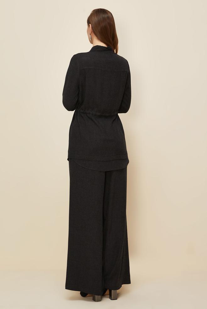 Hijab clothing BLACK SMOCKING WAIST PANTSUIT 46012 - ALVİNA