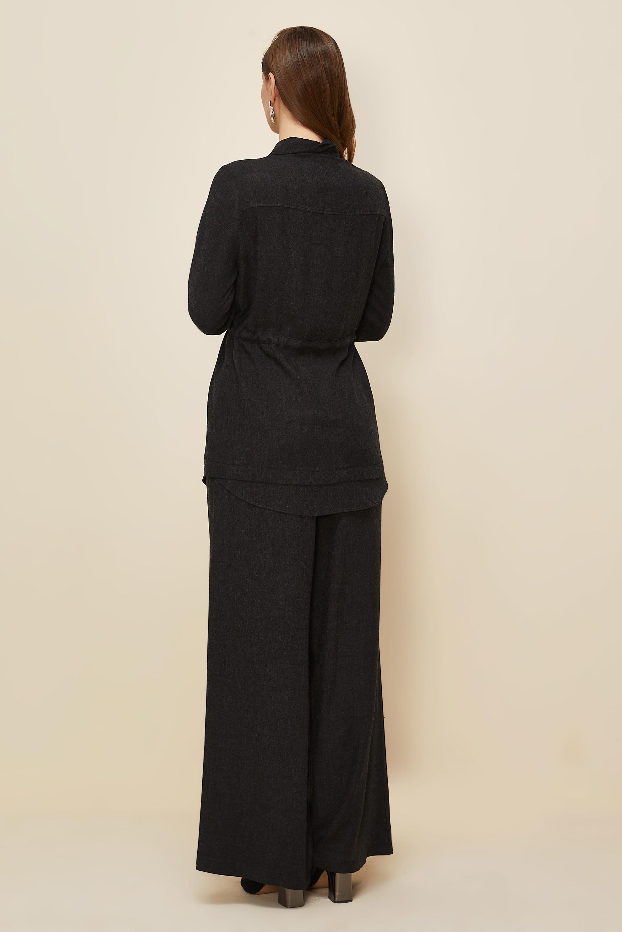 Hijab clothing BLACK SMOCKING WAIST PANTSUIT 46012