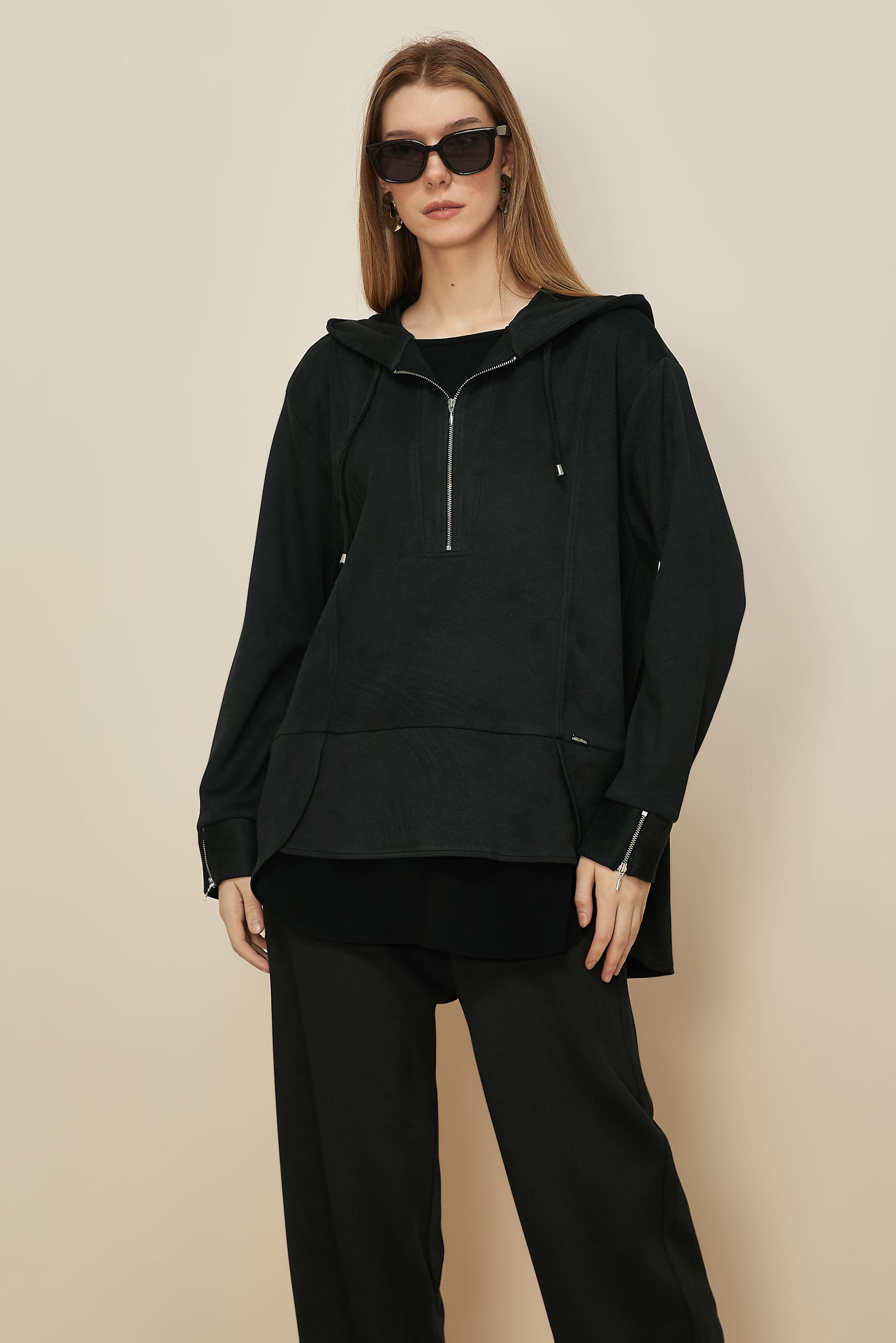 Hijab clothing BLACK SUEDE PANTSUIT 46018