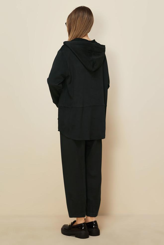 Hijab clothing BLACK SUEDE PANTSUIT 46018 - ALVİNA