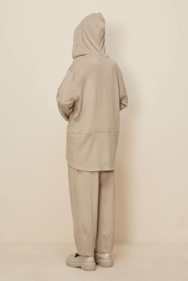 Hijab clothing BEIGE 46018 CUPRA SÜET 2 Lİ PANT.TK.38-44 - ALVİNA