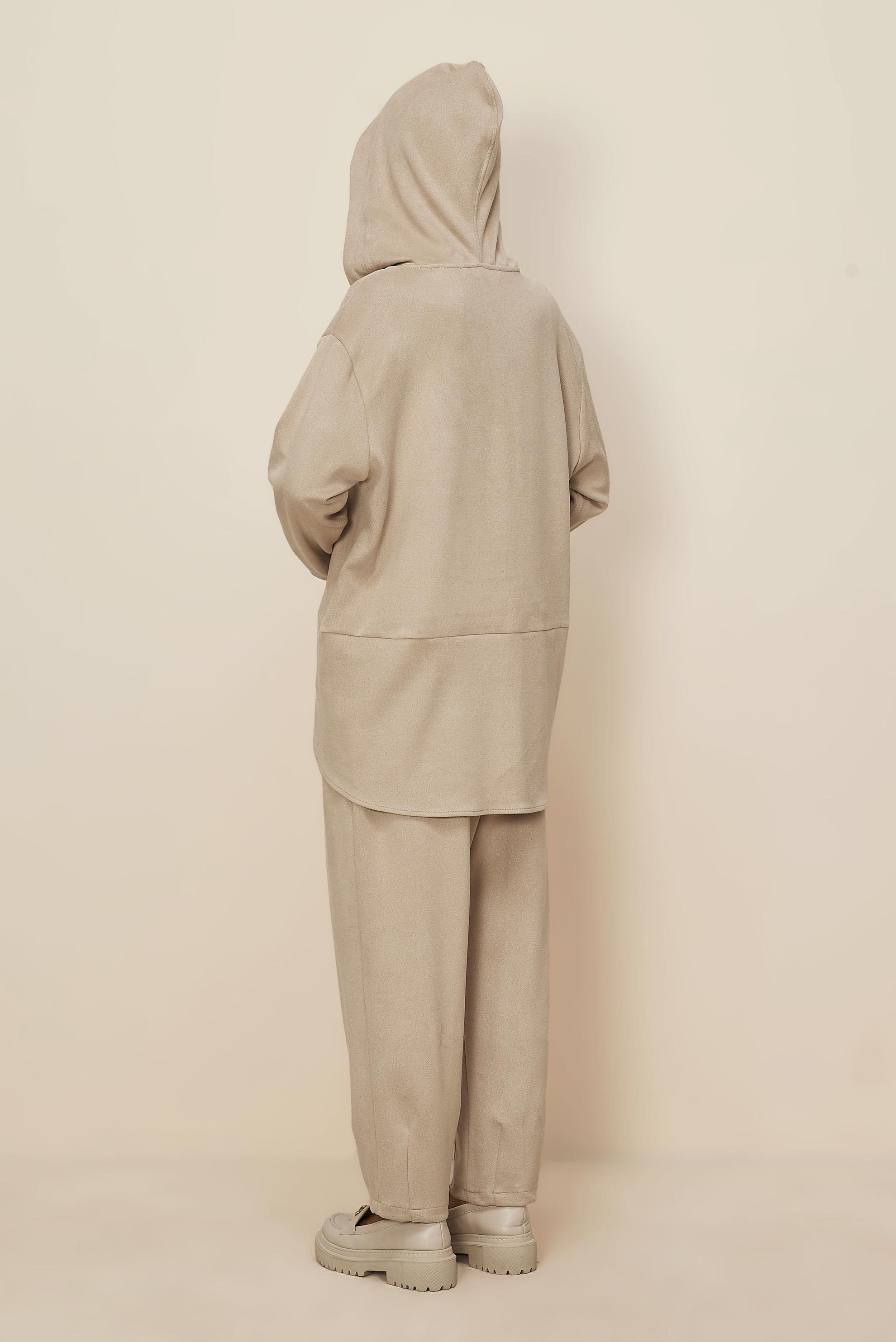 Hijab clothing BEIGE 46018 CUPRA SÜET 2 Lİ PANT.TK.38-44