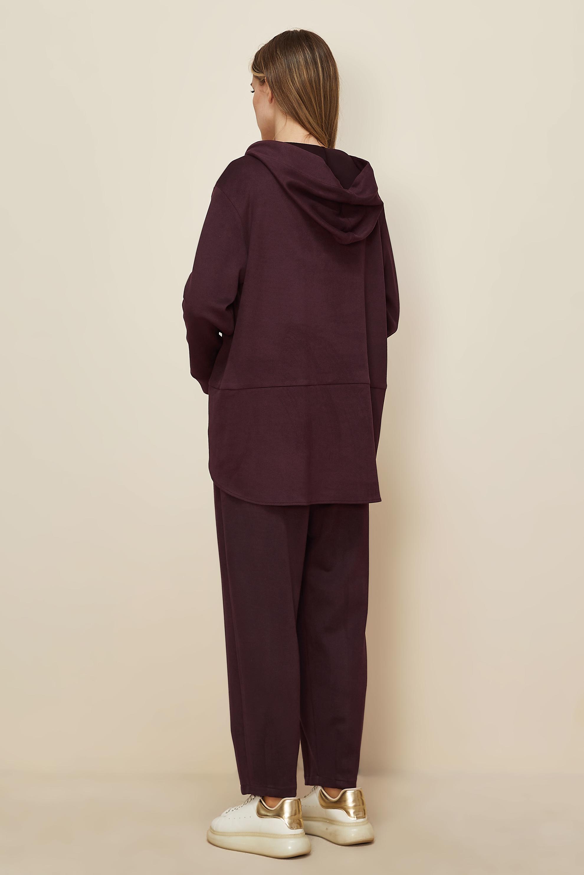 Tesettür giyim MÜRDÜM PANTOLONLU SÜET TAKIM 46018