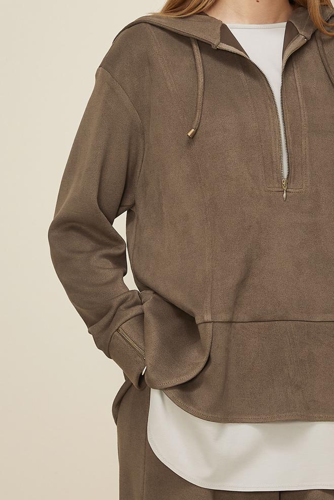 Tesettür giyim VİZON PANTOLONLU SÜET TAKIM 46018 - ALVİNA