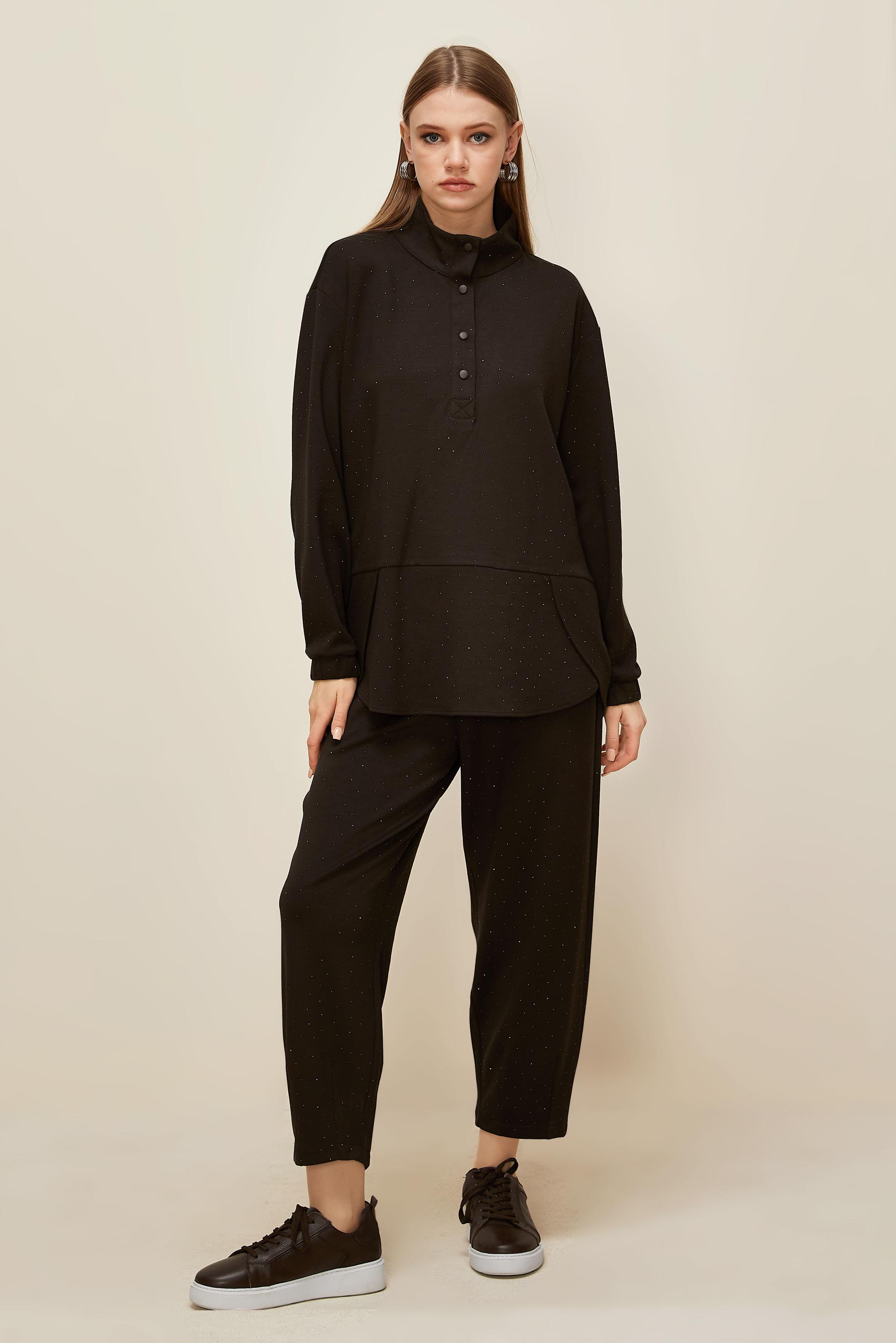 Hijab clothing BROWN GEM EMBROIDERED TRACKSUIT SET 46019