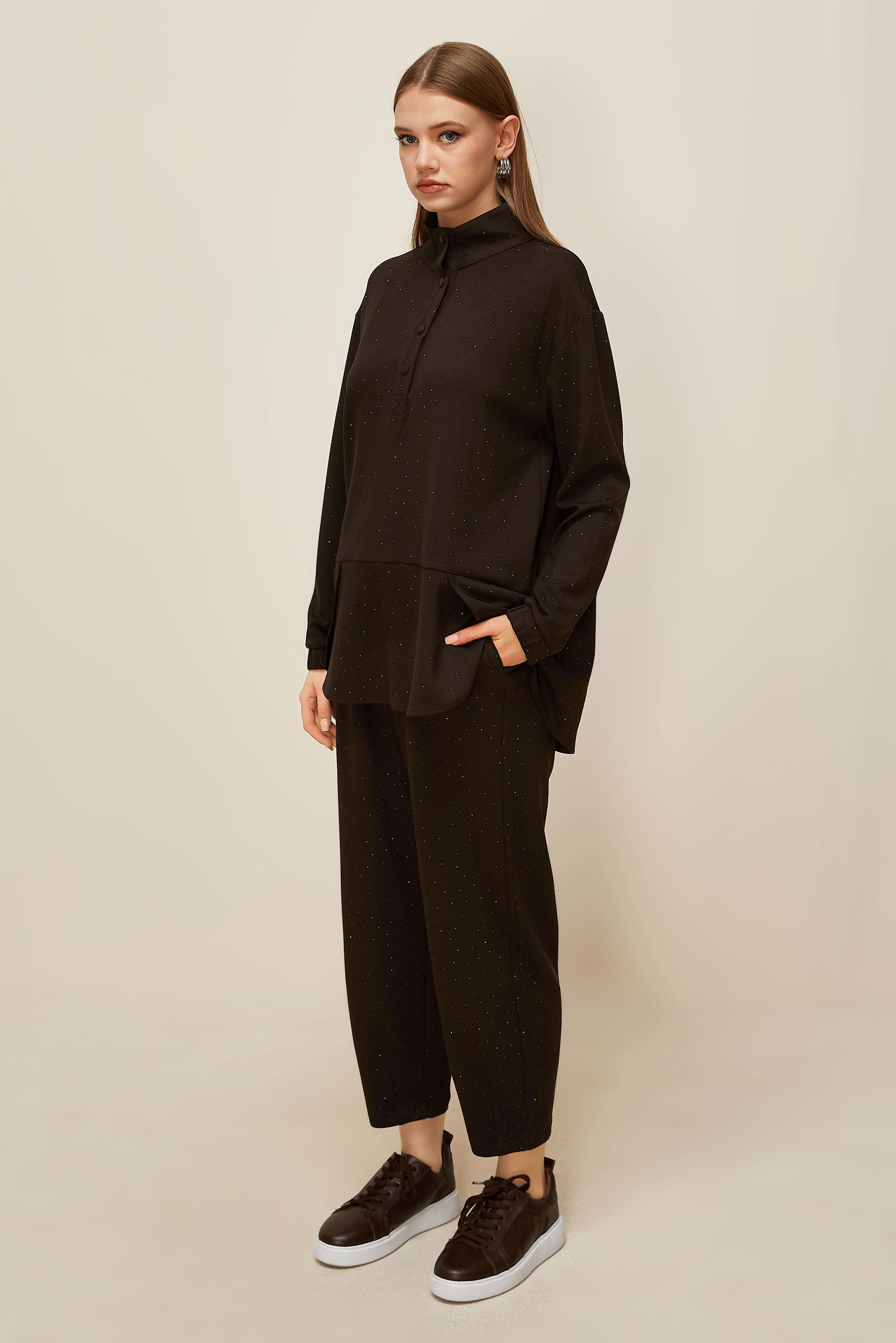 Hijab clothing BROWN GEM EMBROIDERED TRACKSUIT SET 46019