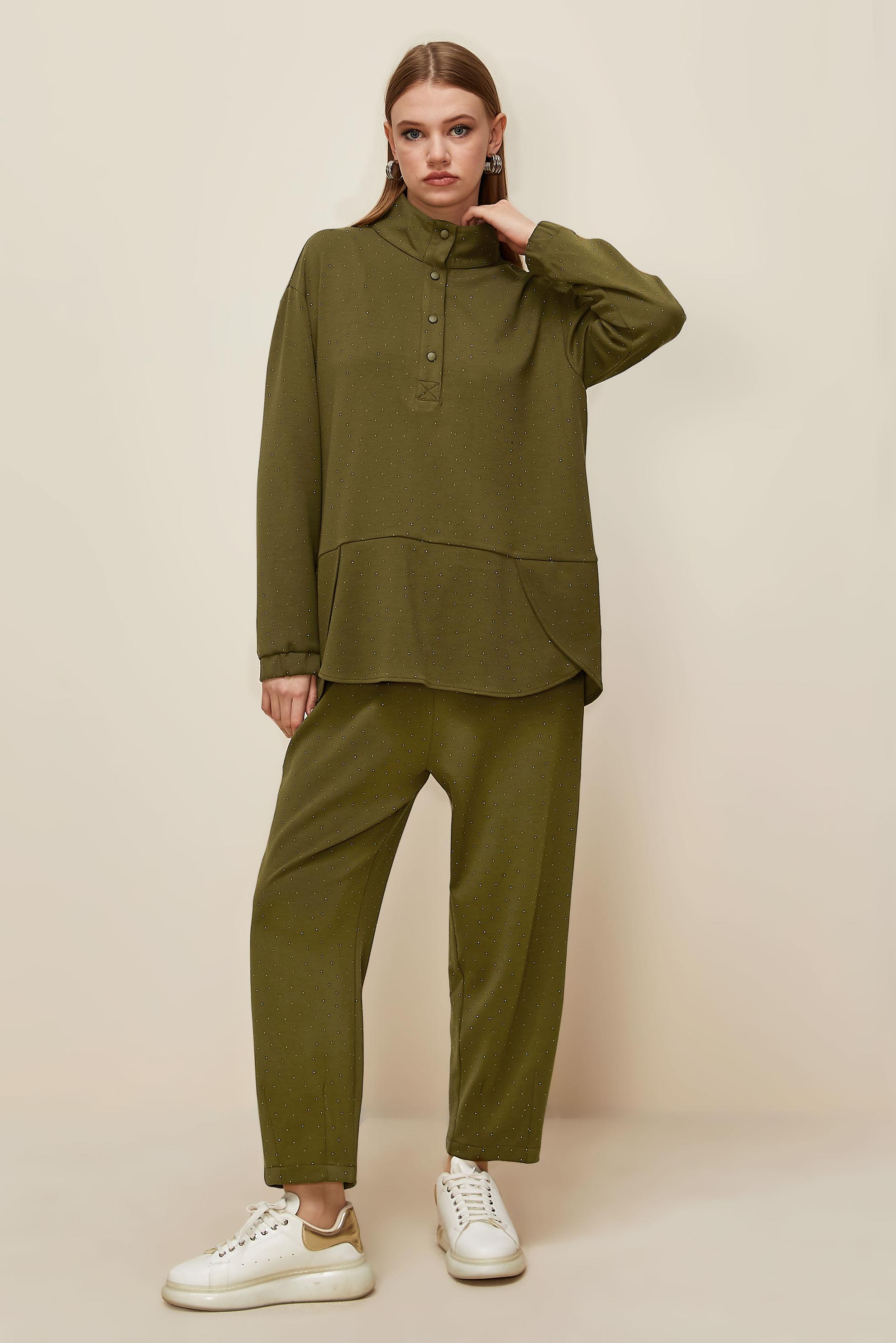 Hijab clothing GREEN GEM EMBROIDERED TRACKSUIT SET 46019