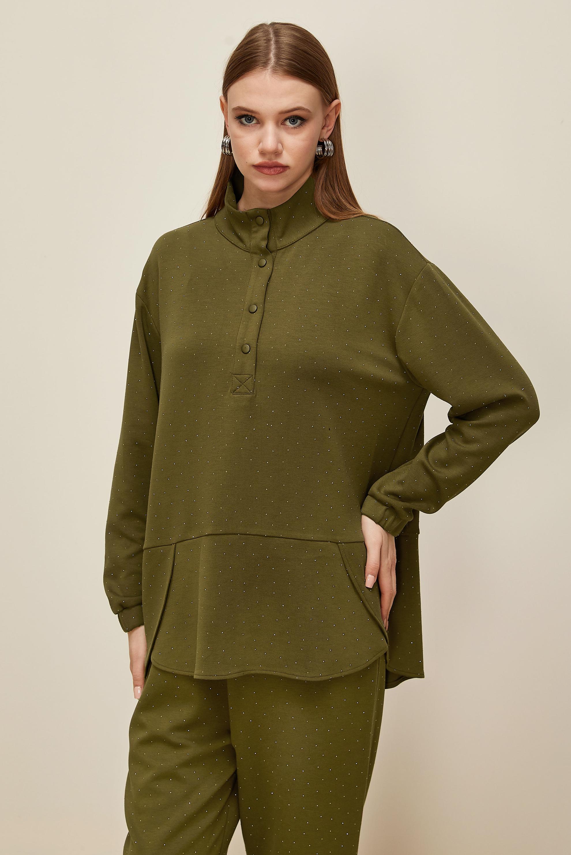 Hijab clothing GREEN GEM EMBROIDERED TRACKSUIT SET 46019