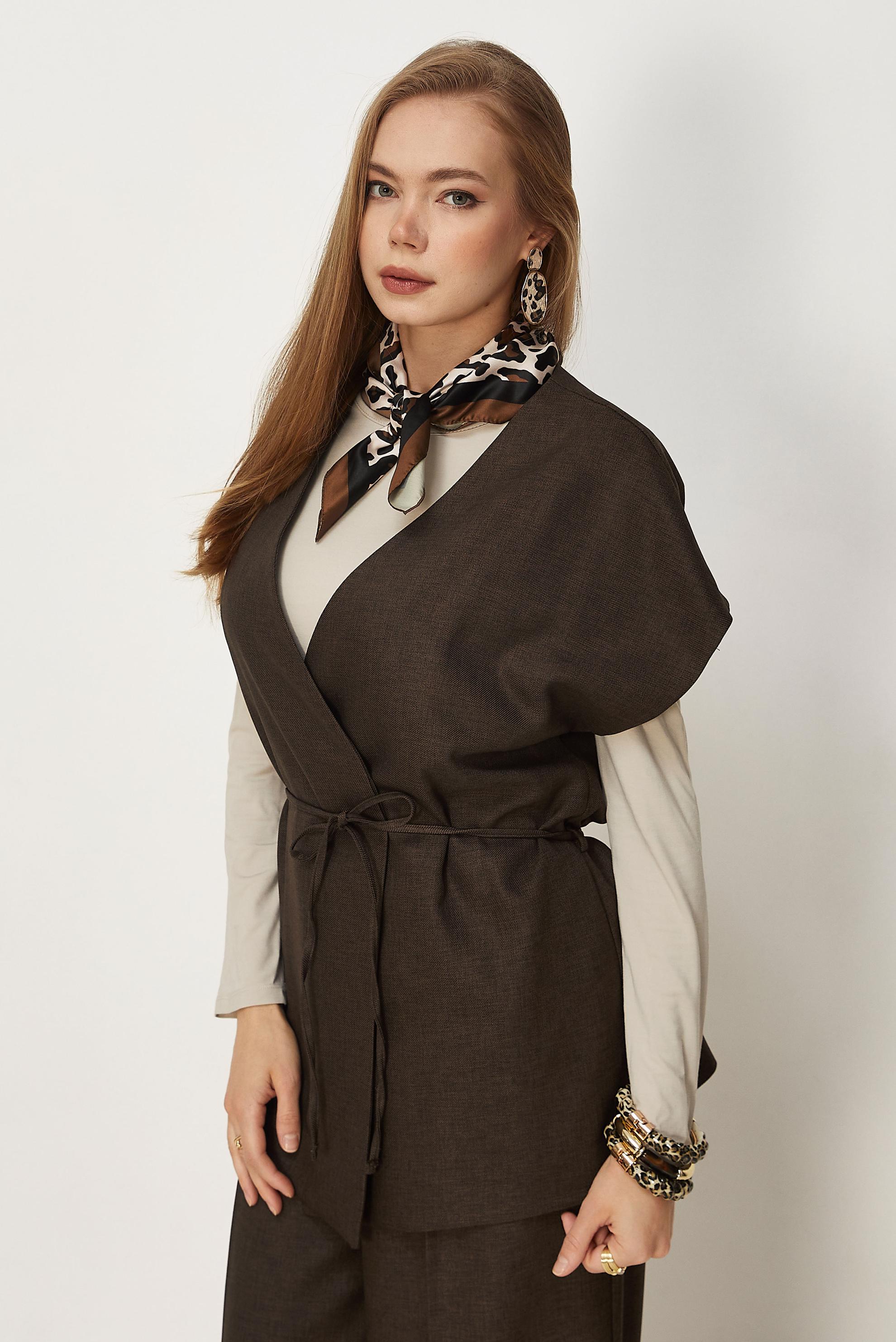 Vêtements hijab BRUN ENSEMBLE PANTALON CEINTURÉ 46020