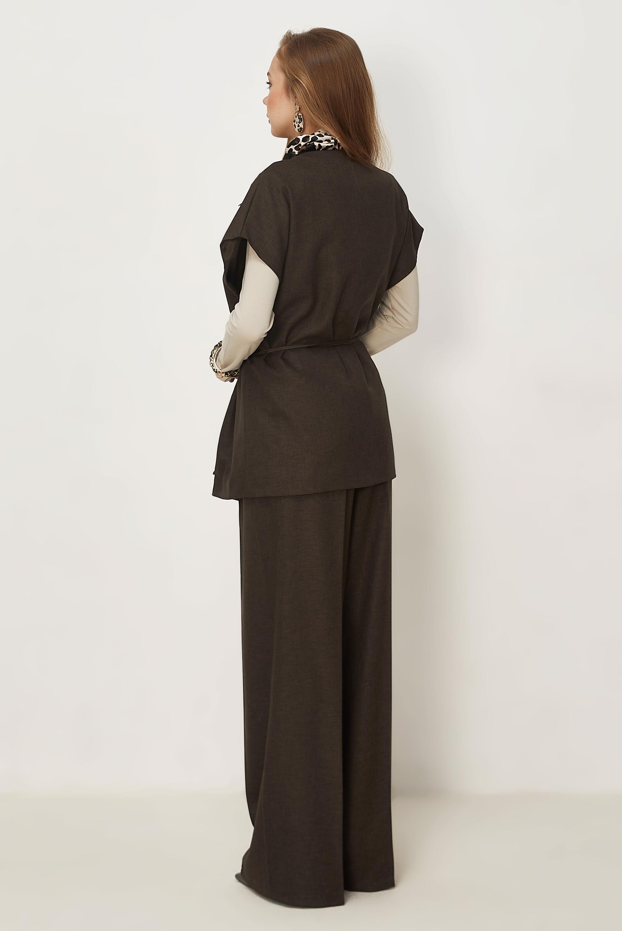 Vêtements hijab BRUN ENSEMBLE PANTALON CEINTURÉ 46020