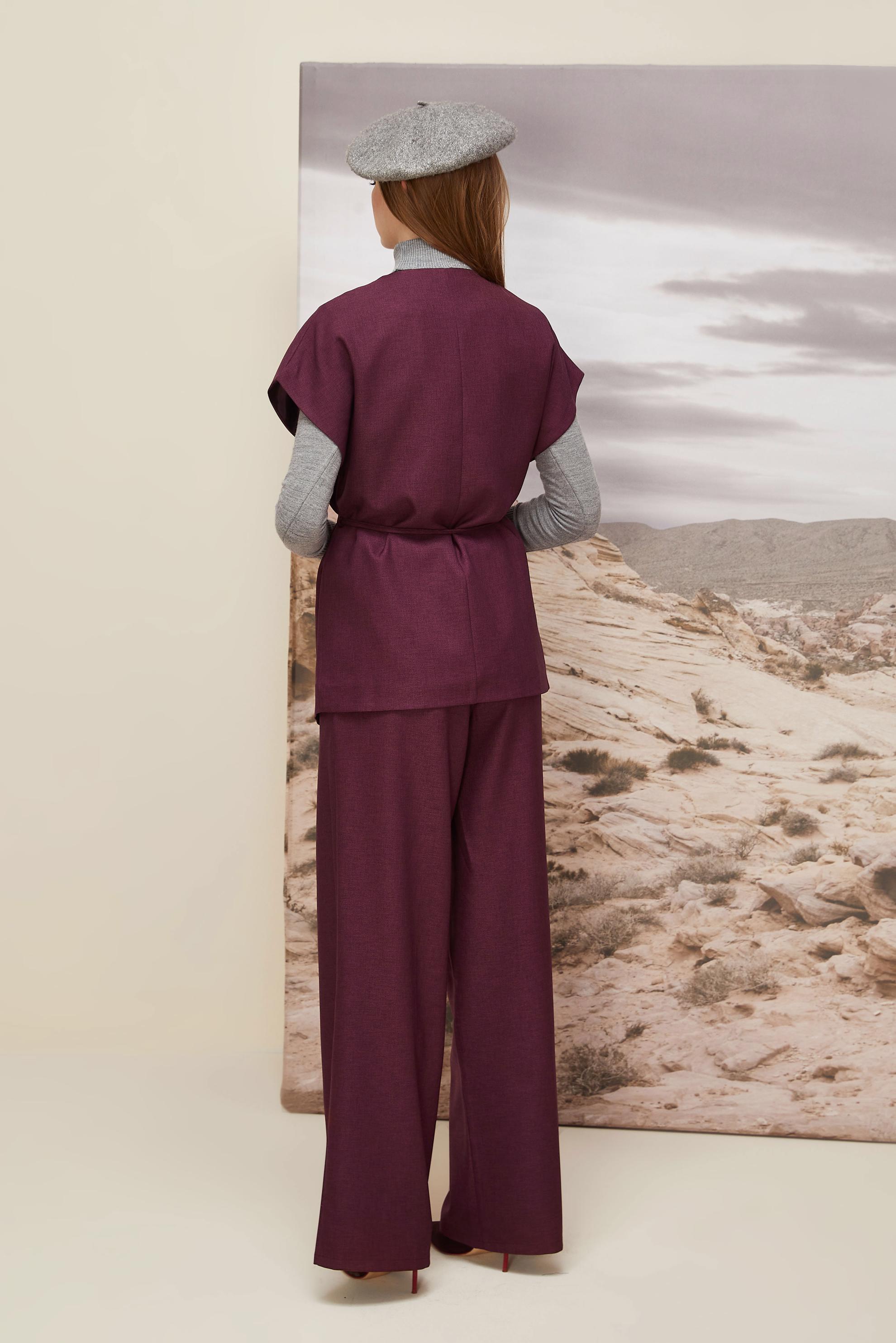 Vêtements hijab PRUNE TAILLEUR PANTALON CEINTURÉ 46020