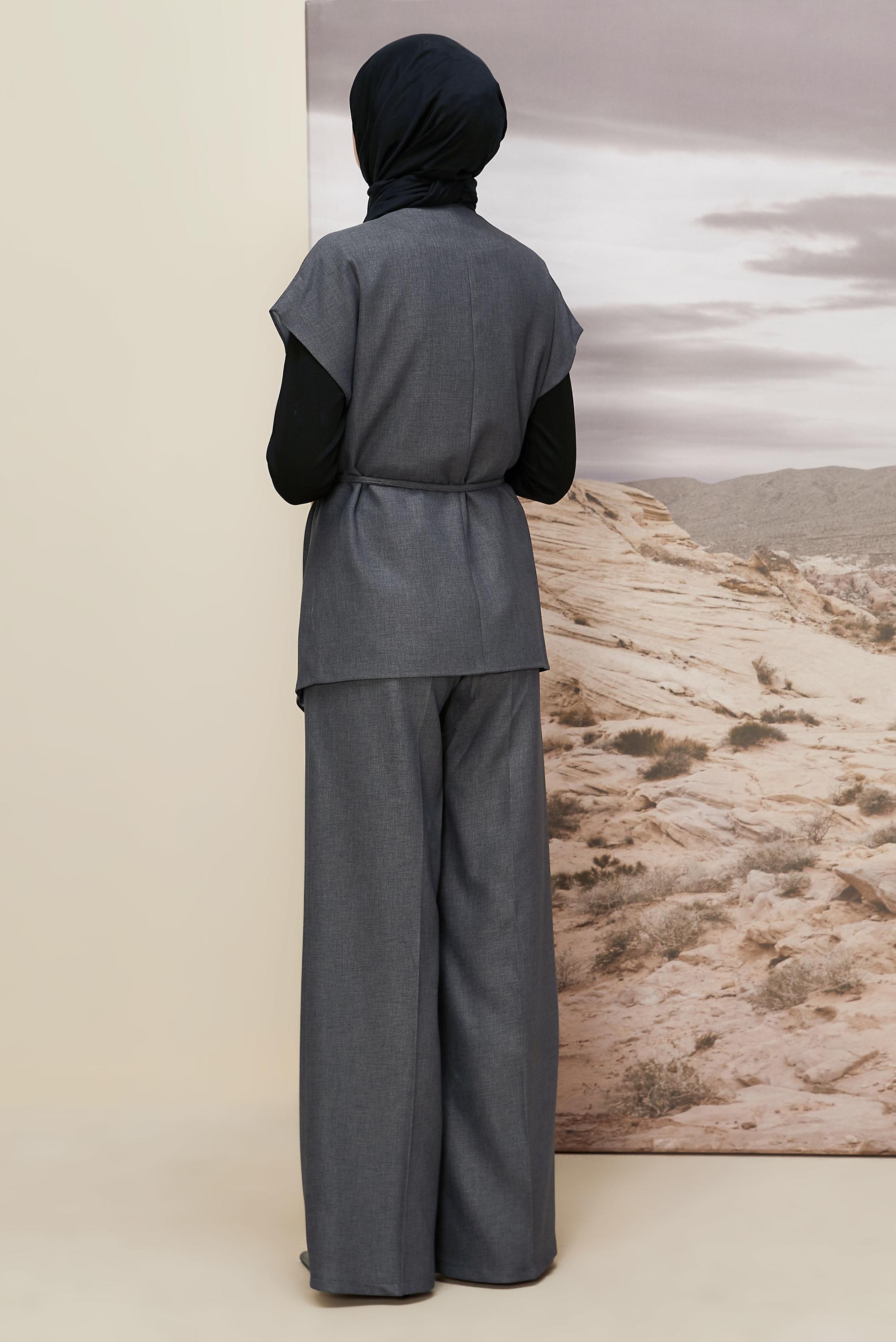 Hijab clothing GREY BELTED PANTSUIT 46020