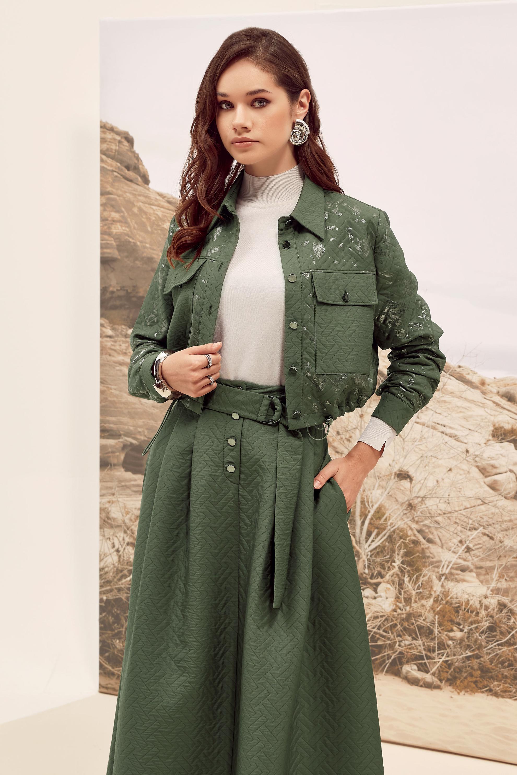 Hijab clothing KHAKI QUILTED SKIRTED SUIT 46037