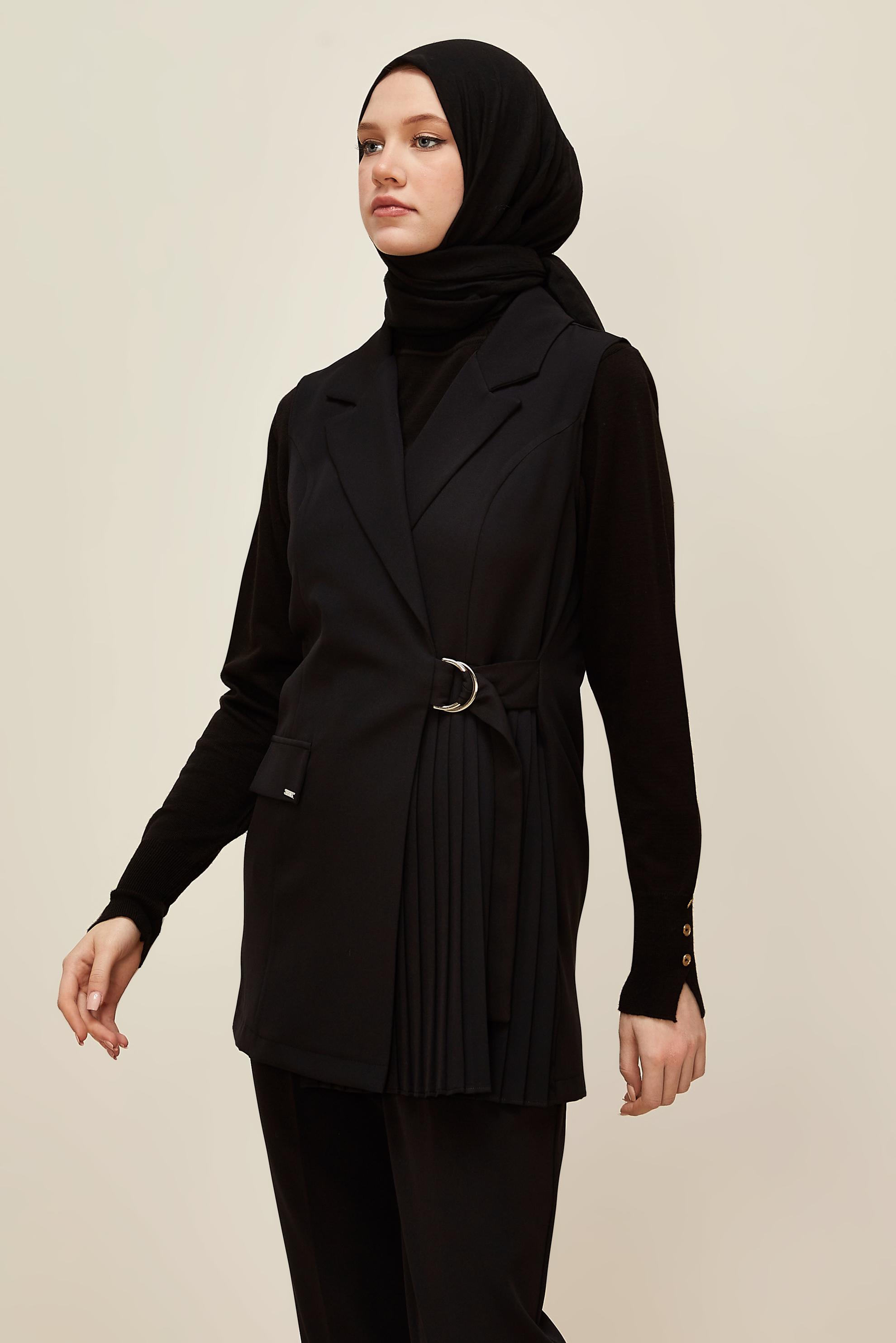 Vêtements hijab NOIR ENSEMBLE PANTALON CEINTURÉ 46042