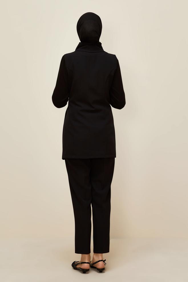 Vêtements hijab NOIR ENSEMBLE PANTALON CEINTURÉ 46042 - ALVİNA