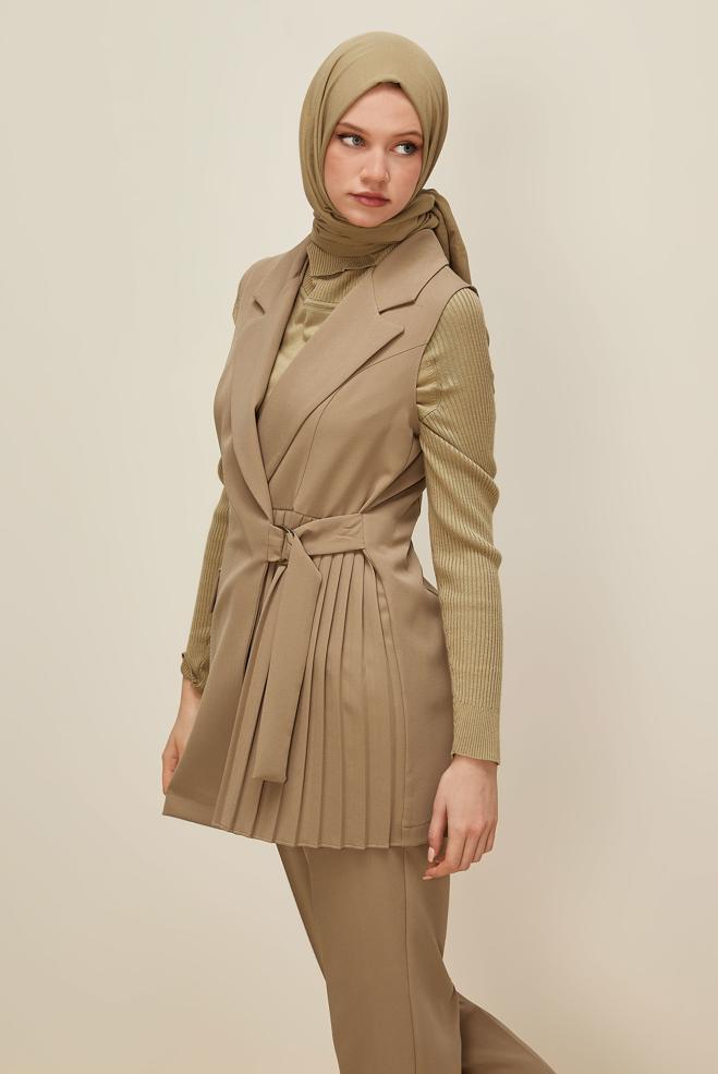 Vêtements hijab BRUN ENSEMBLE PANTALON CEINTURÉ 46042 - ALVİNA