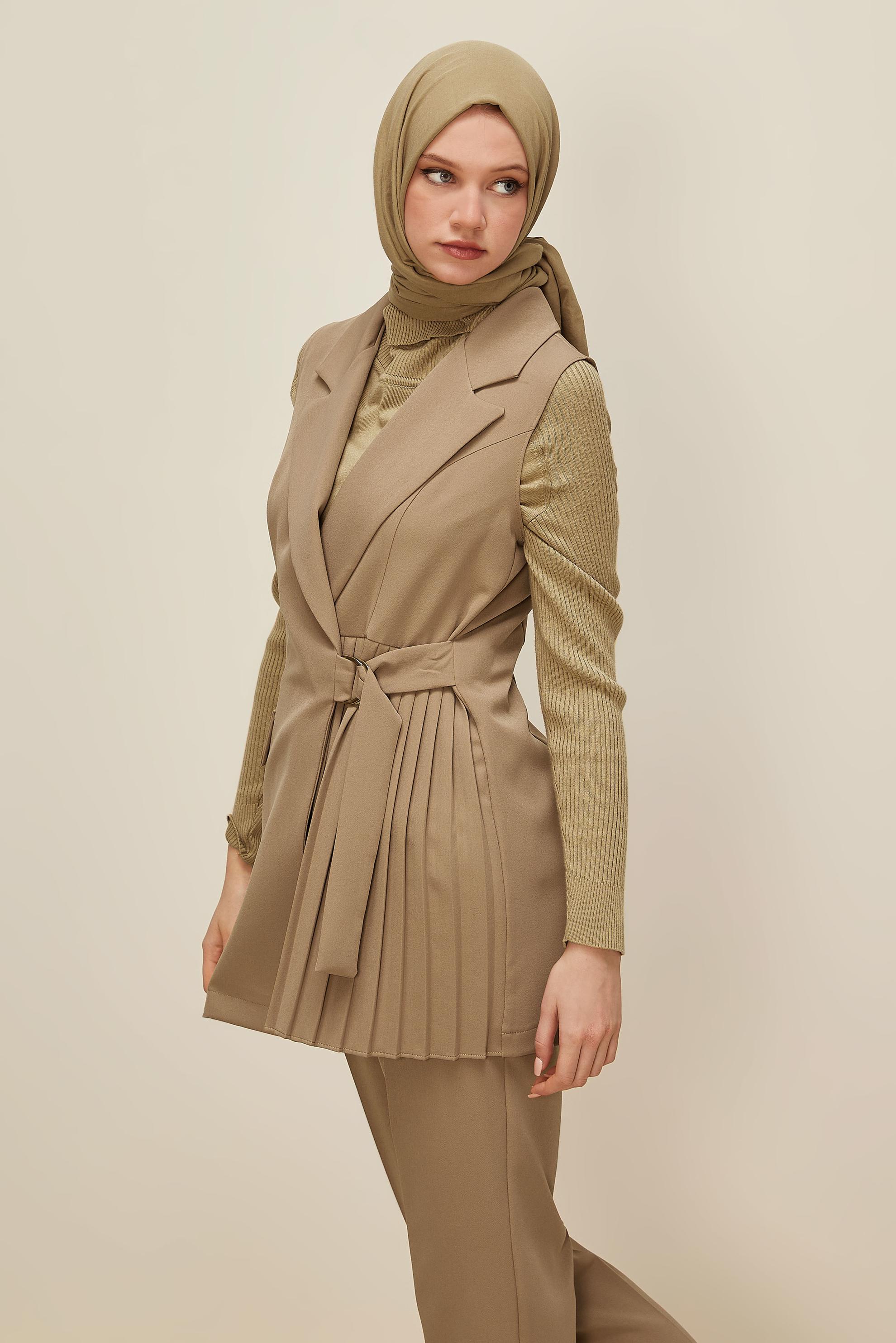 Vêtements hijab BRUN ENSEMBLE PANTALON CEINTURÉ 46042