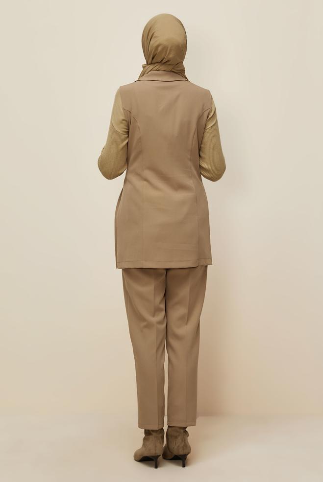 Vêtements hijab BRUN ENSEMBLE PANTALON CEINTURÉ 46042 - ALVİNA