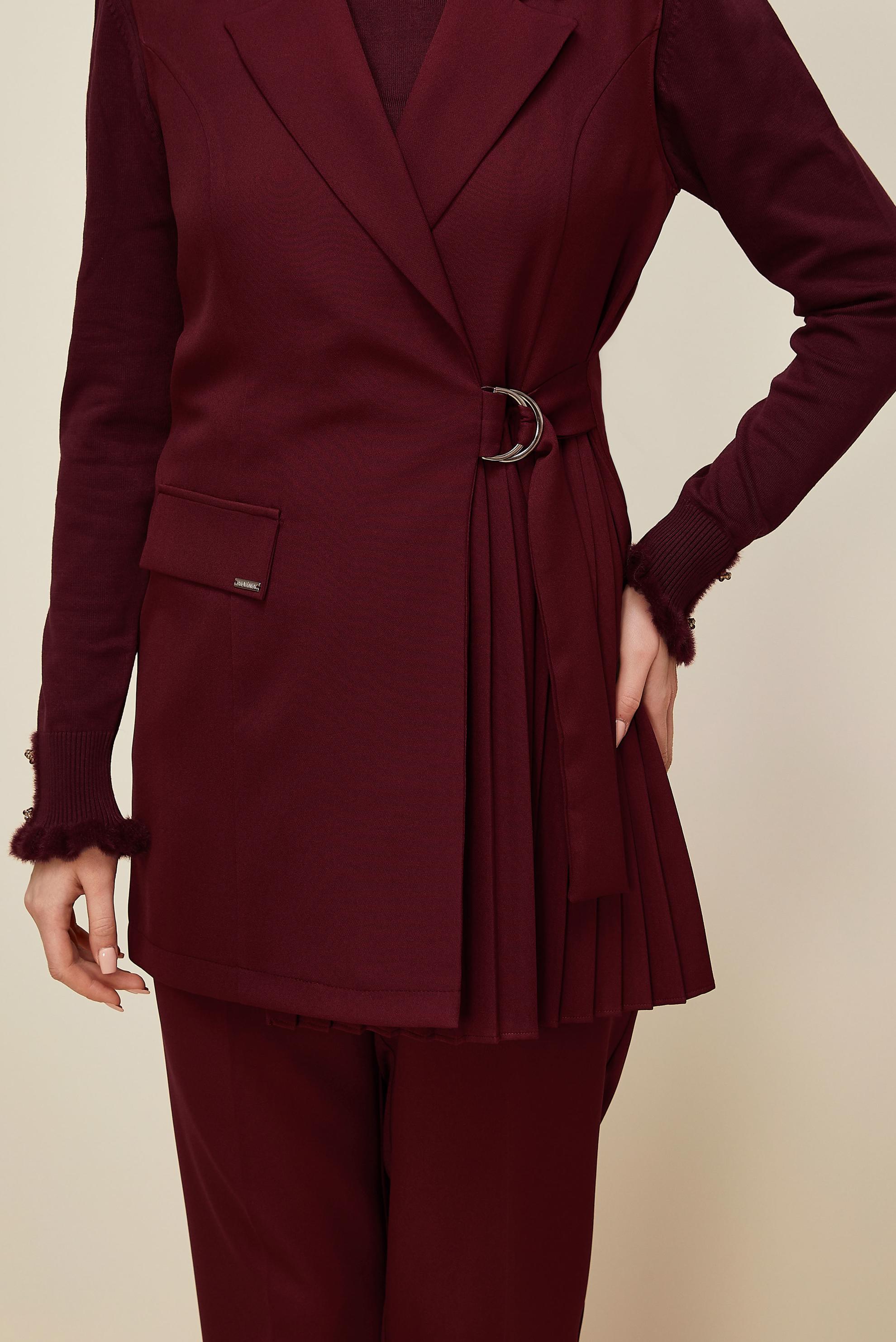 Hijab clothing CLARET RED BELTED PANTSUIT 46042