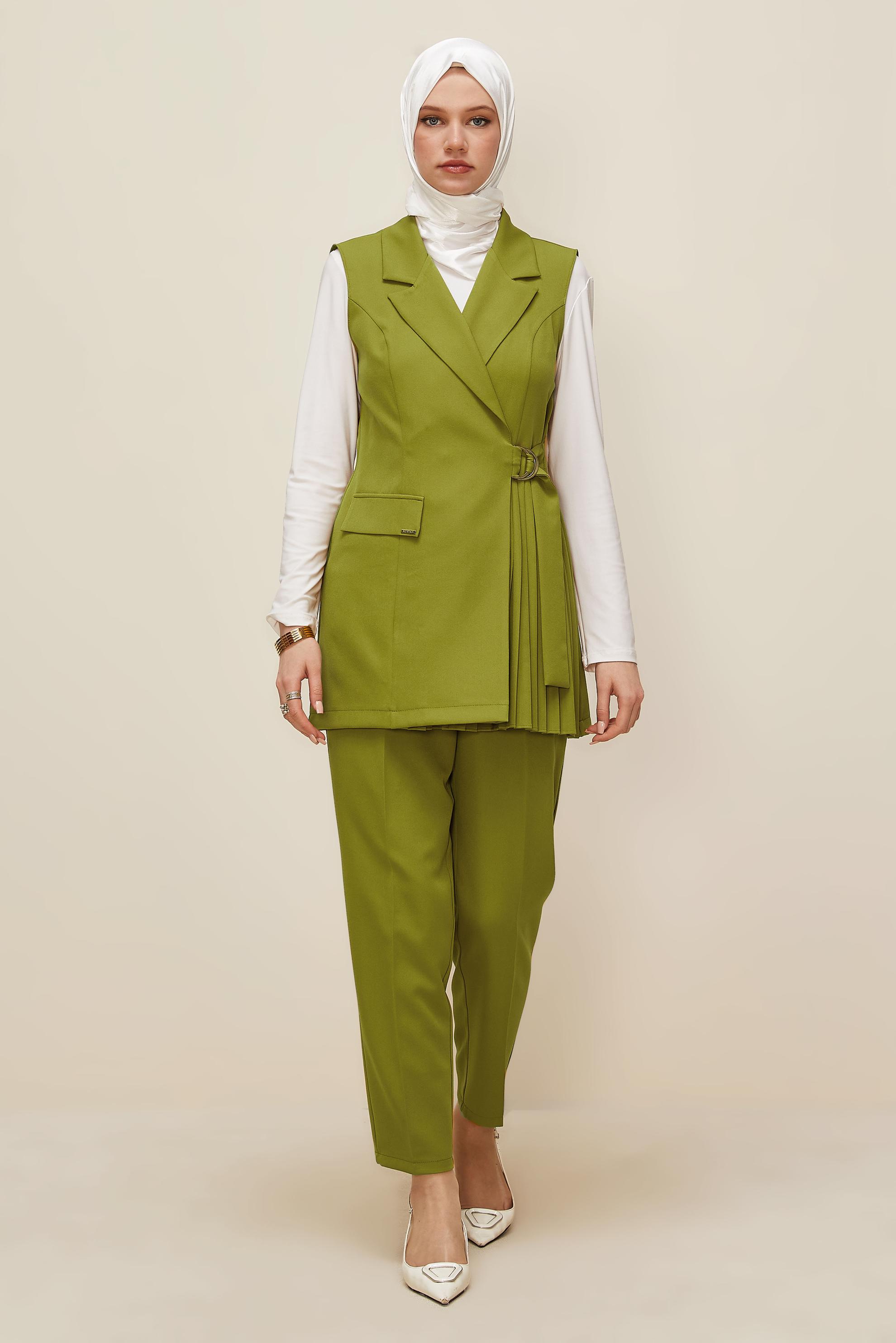 Vêtements hijab VERT ENSEMBLE PANTALON CEINTURÉ 46042