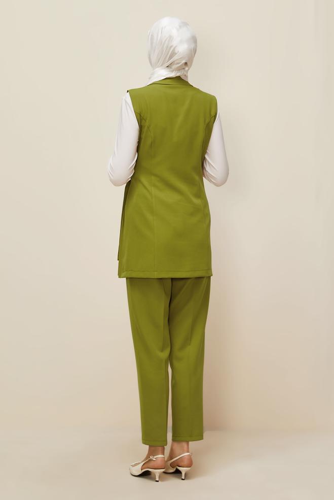 Vêtements hijab VERT ENSEMBLE PANTALON CEINTURÉ 46042 - ALVİNA