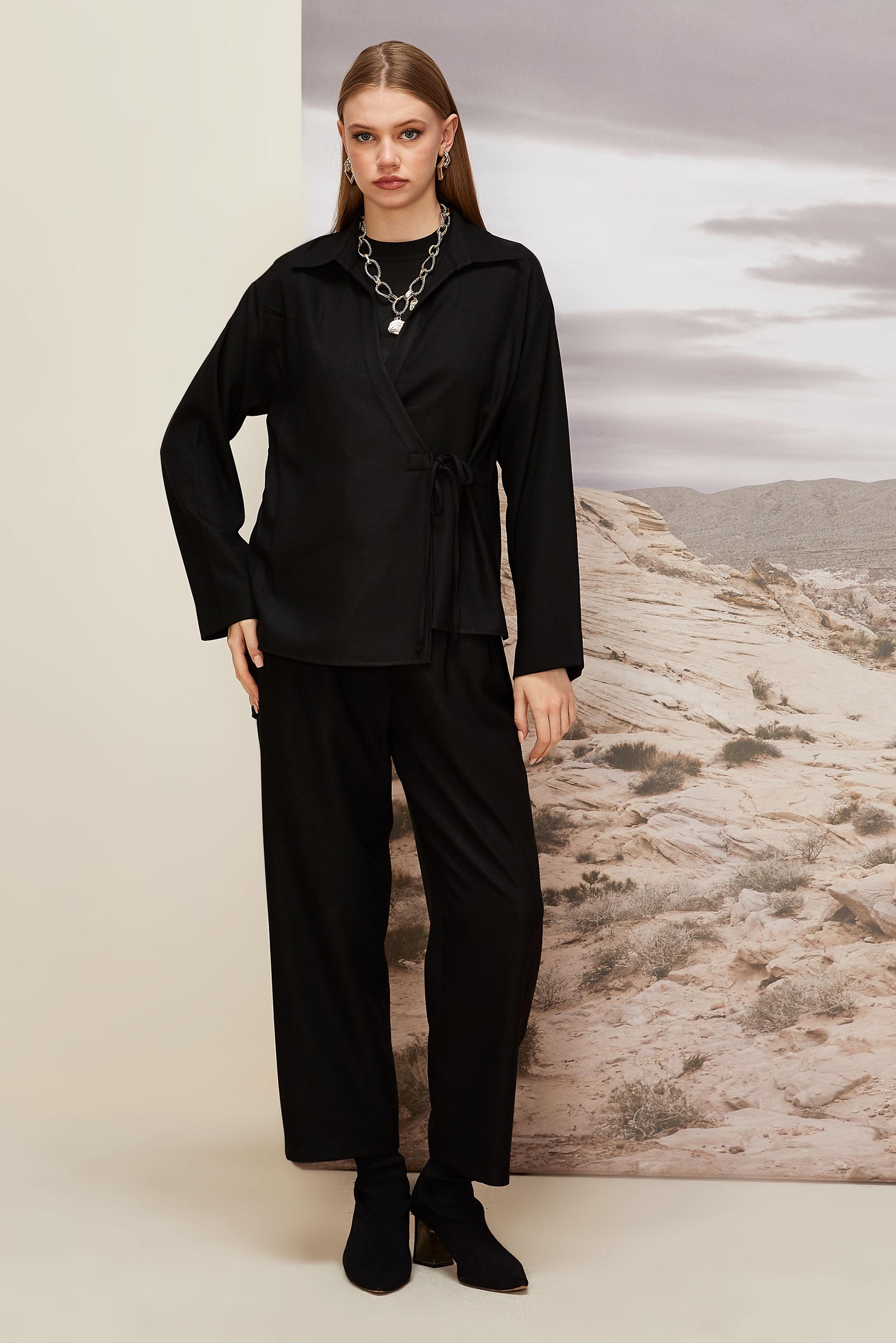 Hijab clothing BLACK TIE DETAILED PANTSUIT 46045