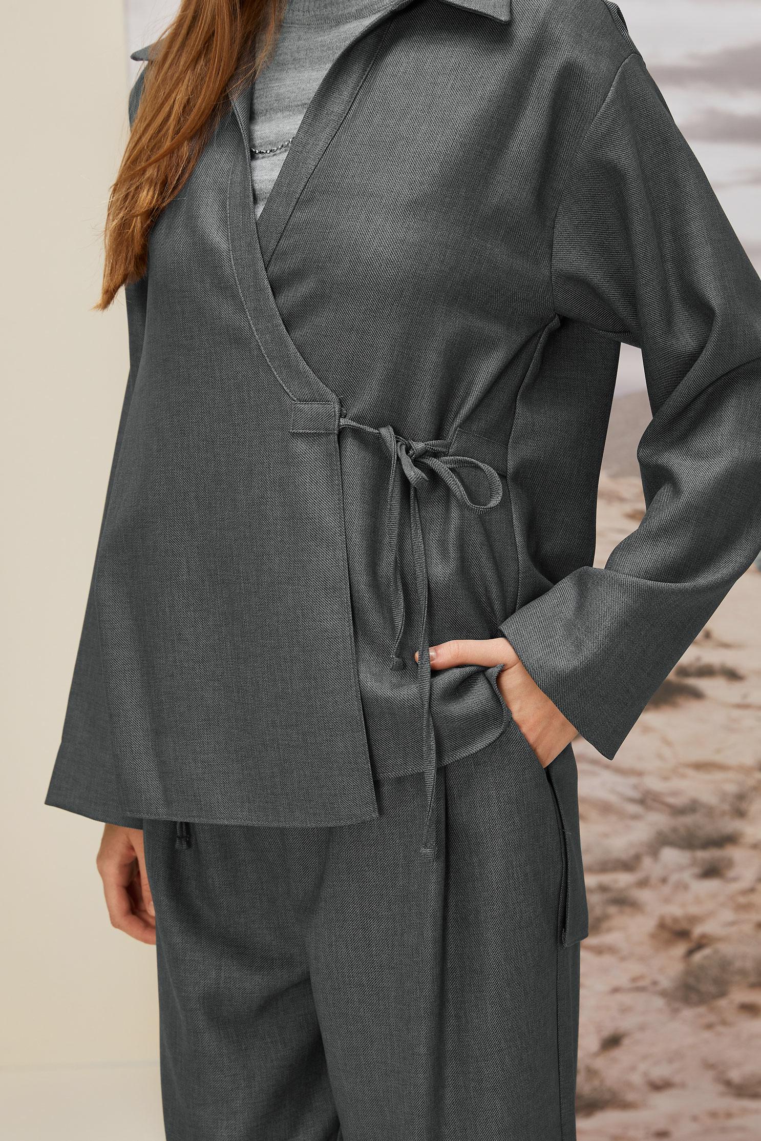Hijab clothing GREY TIE DETAILED PANTSUIT 46045