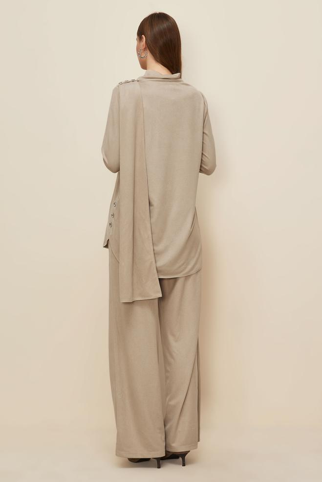 Vêtements hijab BEIGE ENSEMBLE PANTALON BOUTONNÉ 46066 - ALVİNA