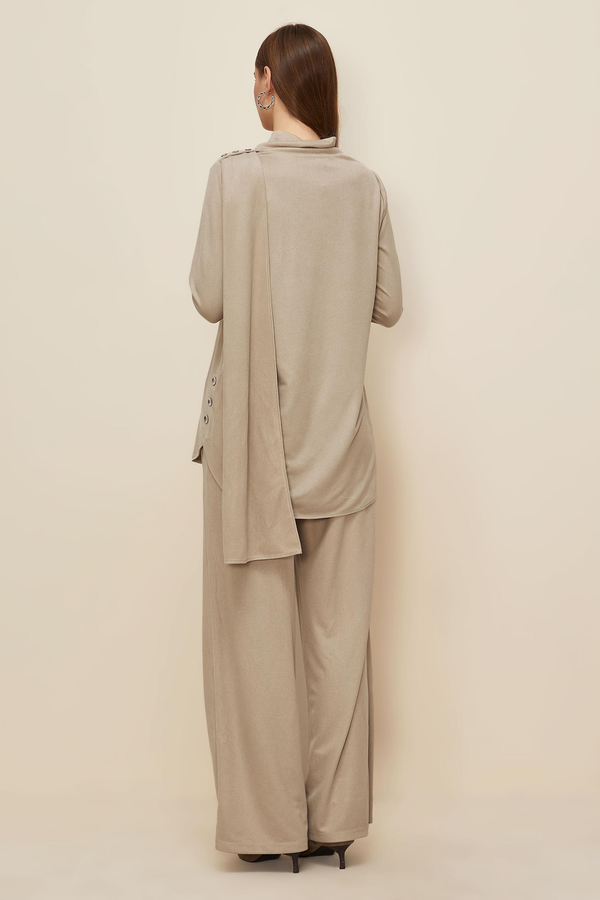 Vêtements hijab BEIGE ENSEMBLE PANTALON BOUTONNÉ 46066