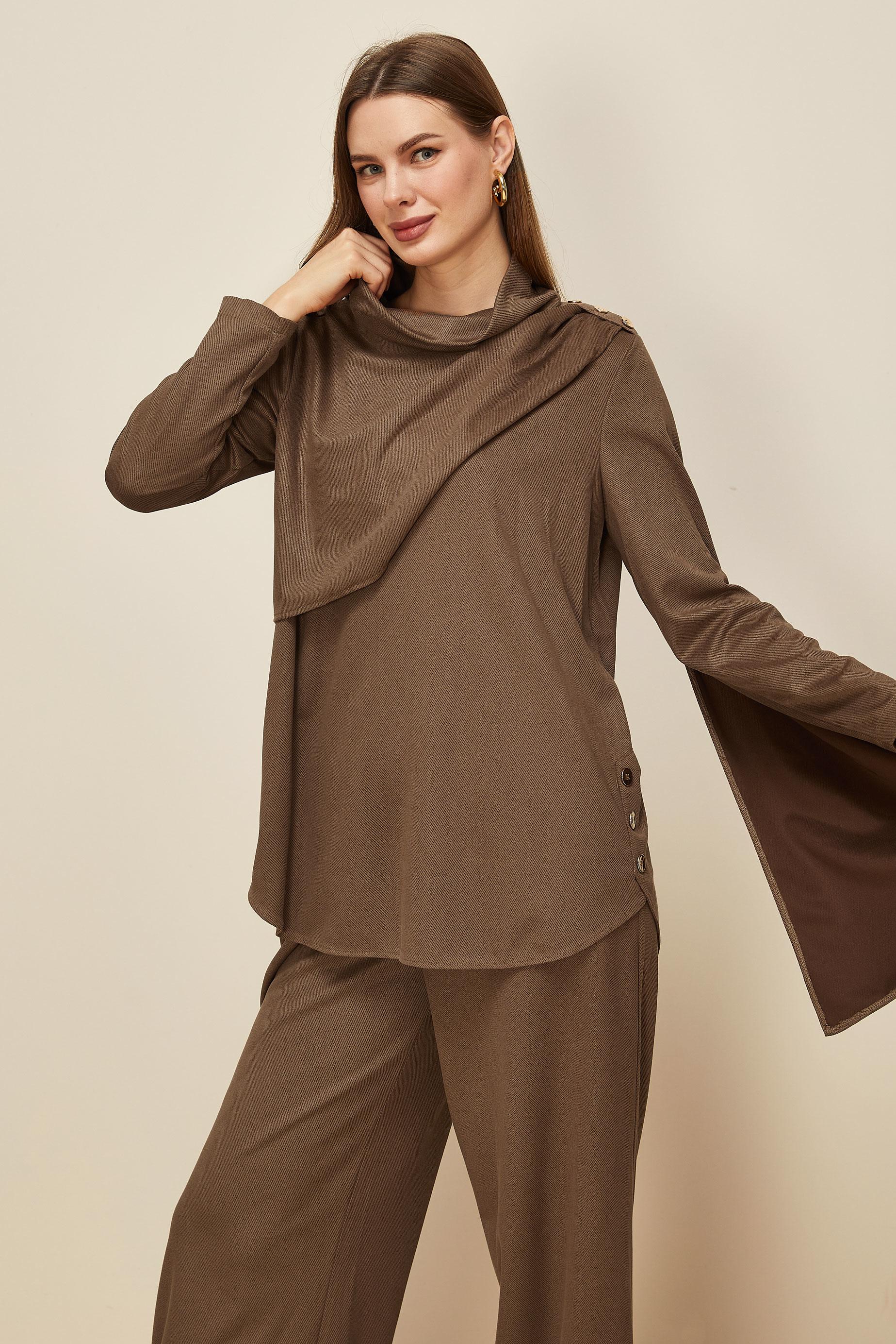 Vêtements hijab BRUN ENSEMBLE PANTALON BOUTONNÉ 46066