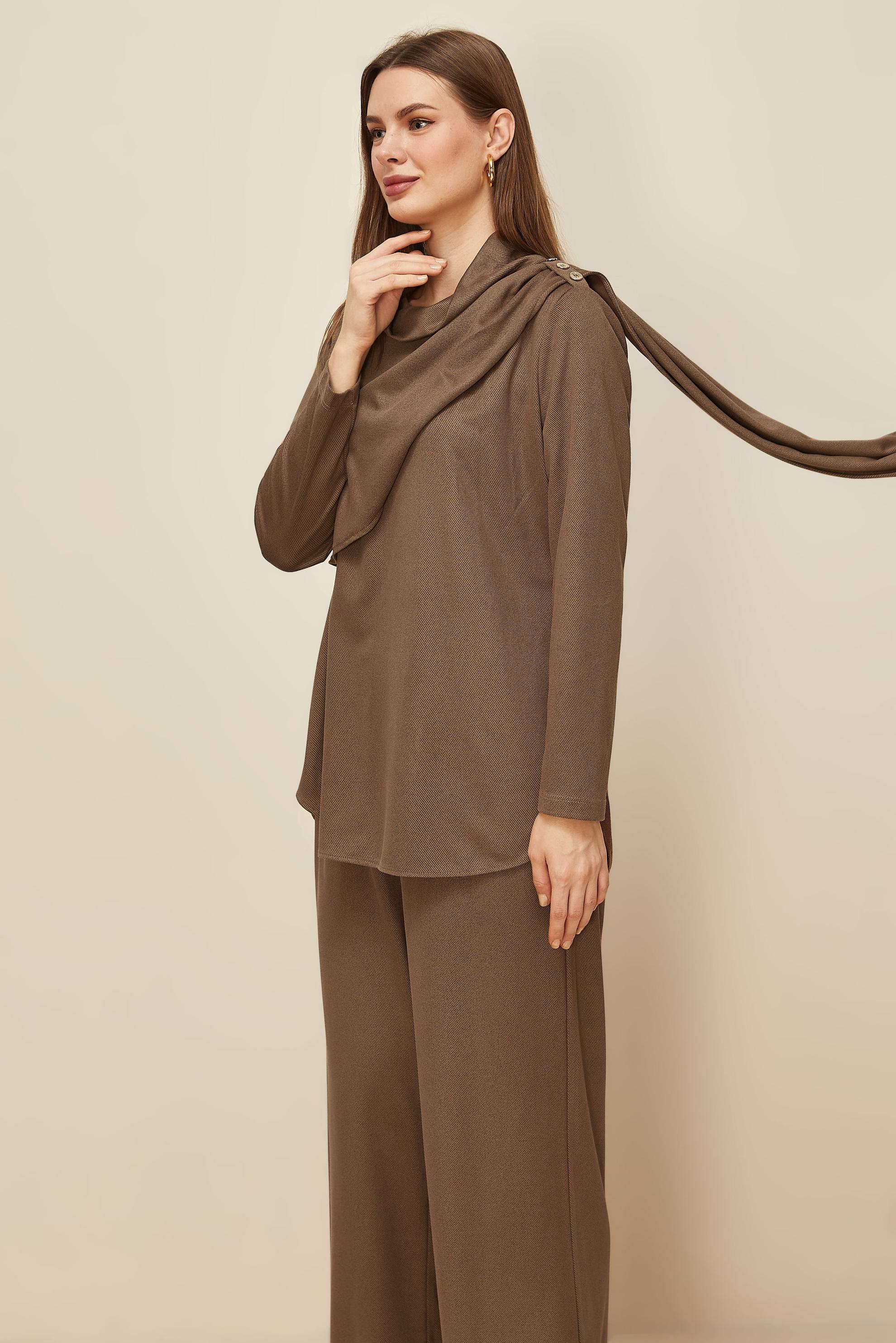 Vêtements hijab BRUN ENSEMBLE PANTALON BOUTONNÉ 46066
