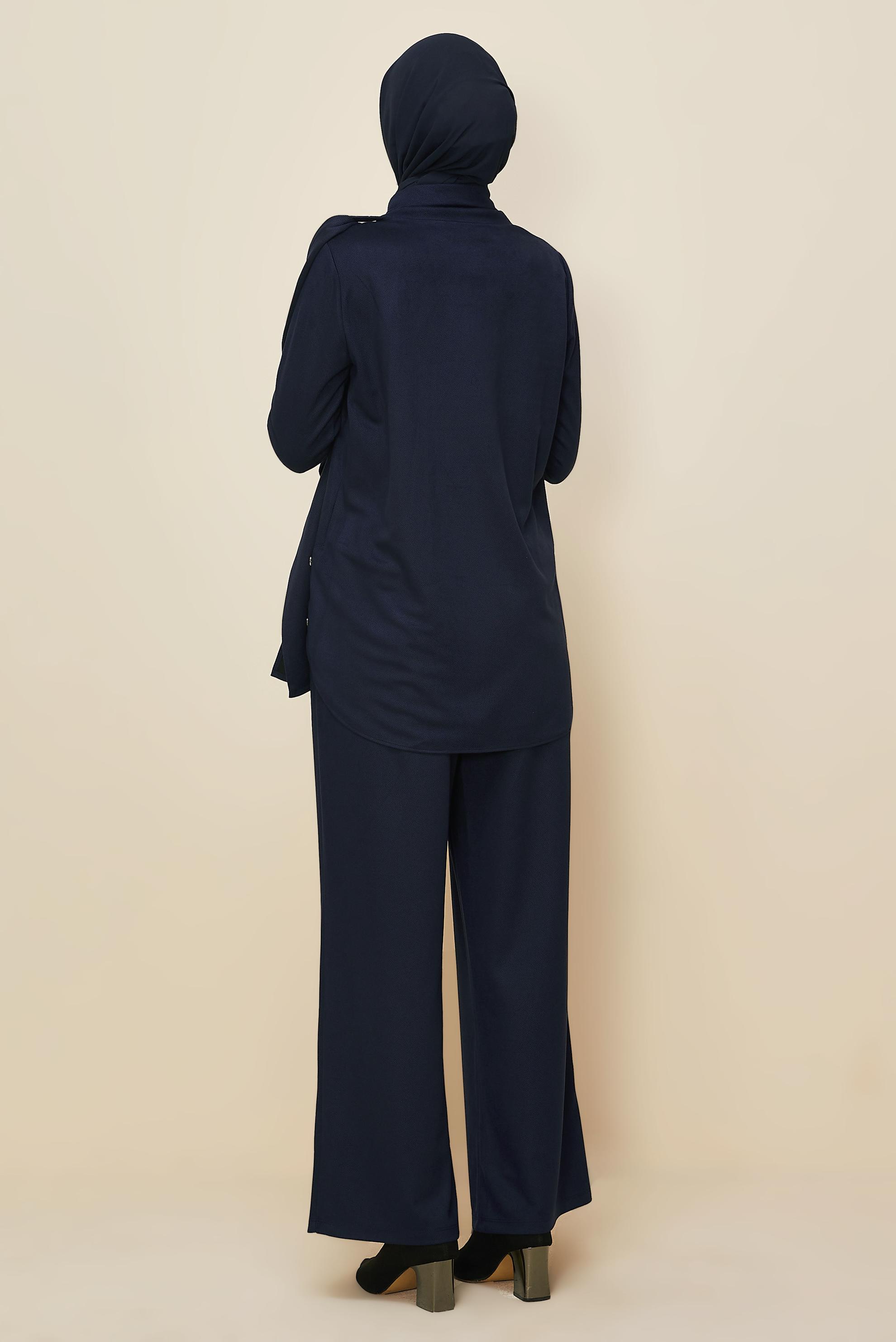 Hijab clothing NAVY BLUE 46066 DİAGONEL SÜET 2 Lİ PANT.TK.38-44 TEK 40