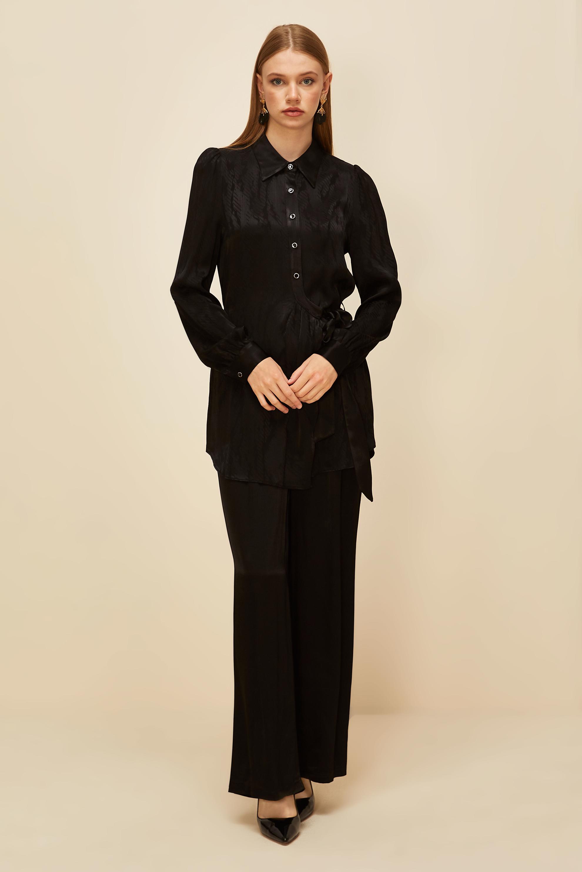 Vêtements hijab NOIR COSTUME PANTALON EN SATIN 46075