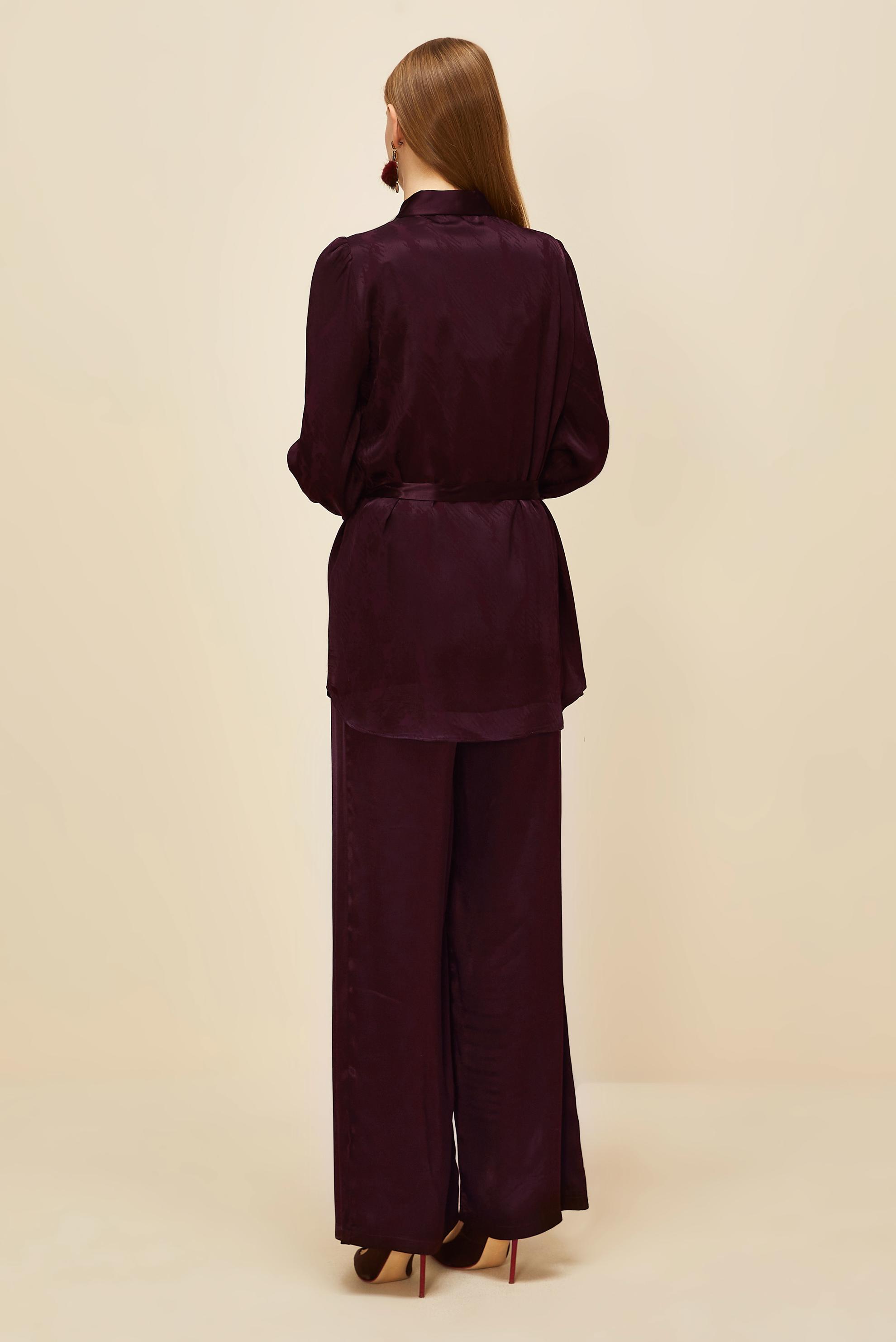 Vêtements hijab ROUGE BORDEAUX COSTUME PANTALON EN SATIN 46075